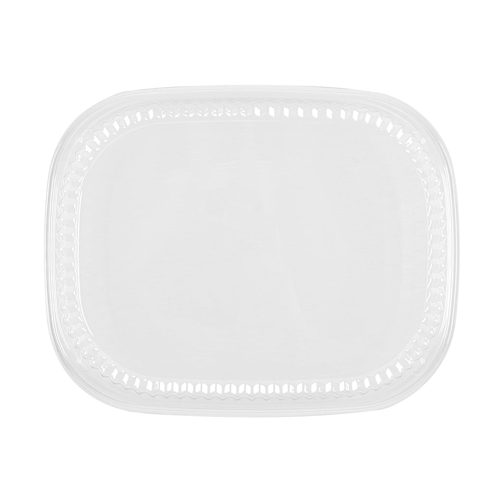 Chef 101 Rectangle Clear Plastic Lid - Microwavable, Fits 59 oz & 88 oz Food Containers - 13 1/2" x 9 1/2" x 1" - 100 count box