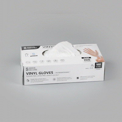 Serve Secure Clear Small Vinyl Gloves - Powder-Free, Latex-Free - 9" x 3 1/4" - 1000 count box