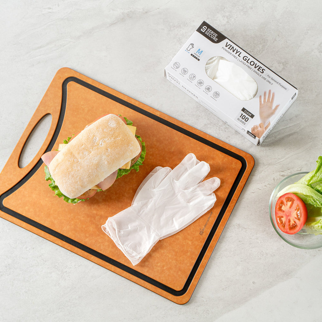 Serve Secure Clear Medium Vinyl Gloves - Powder-Free, Latex-Free - 9" x 3 3/4" - 1000 count box