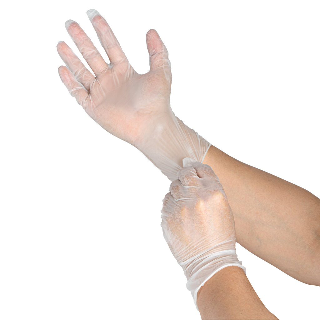 Serve Secure Clear Large Vinyl Gloves - Powder-Free, Latex-Free - 9" x 4 1/4" - 1000 count box