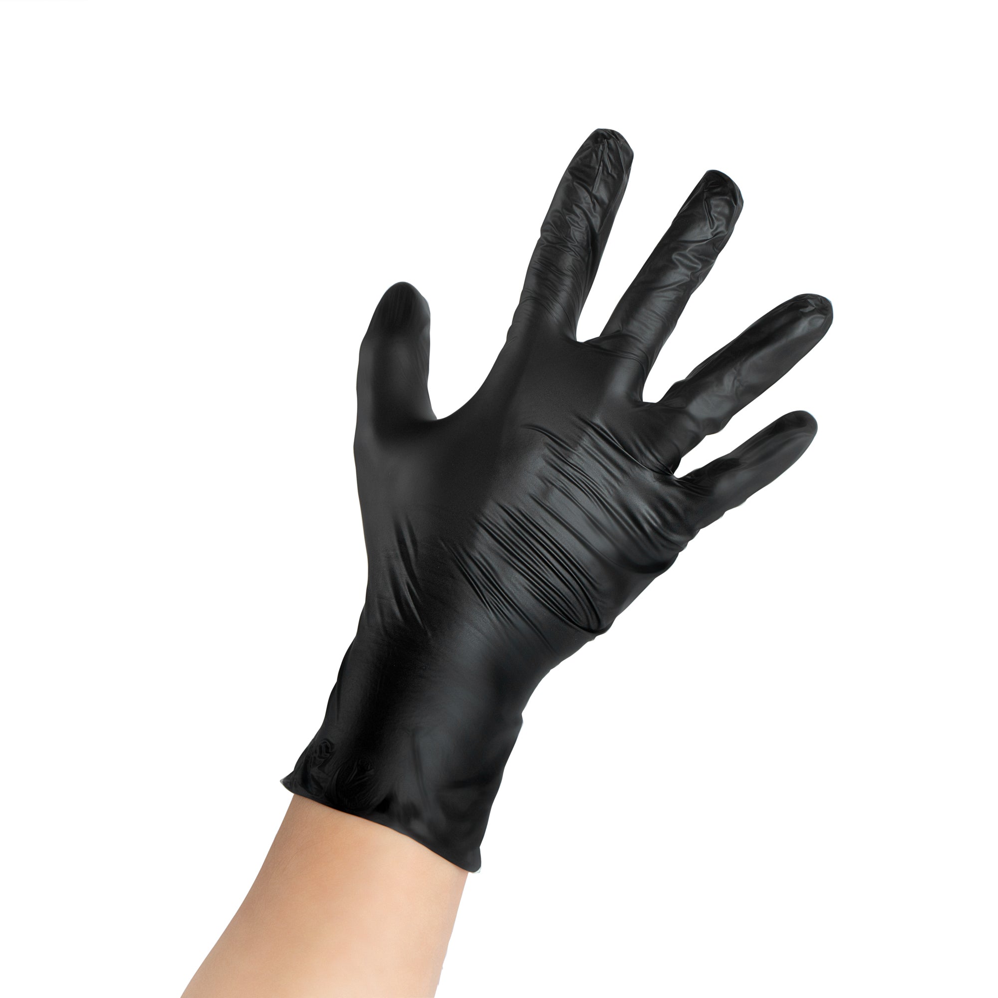 Serve Secure Black Small Synmax Vinyl Gloves - Powder-Free, Latex-Free - 9" x 3 1/4" - 100 count box