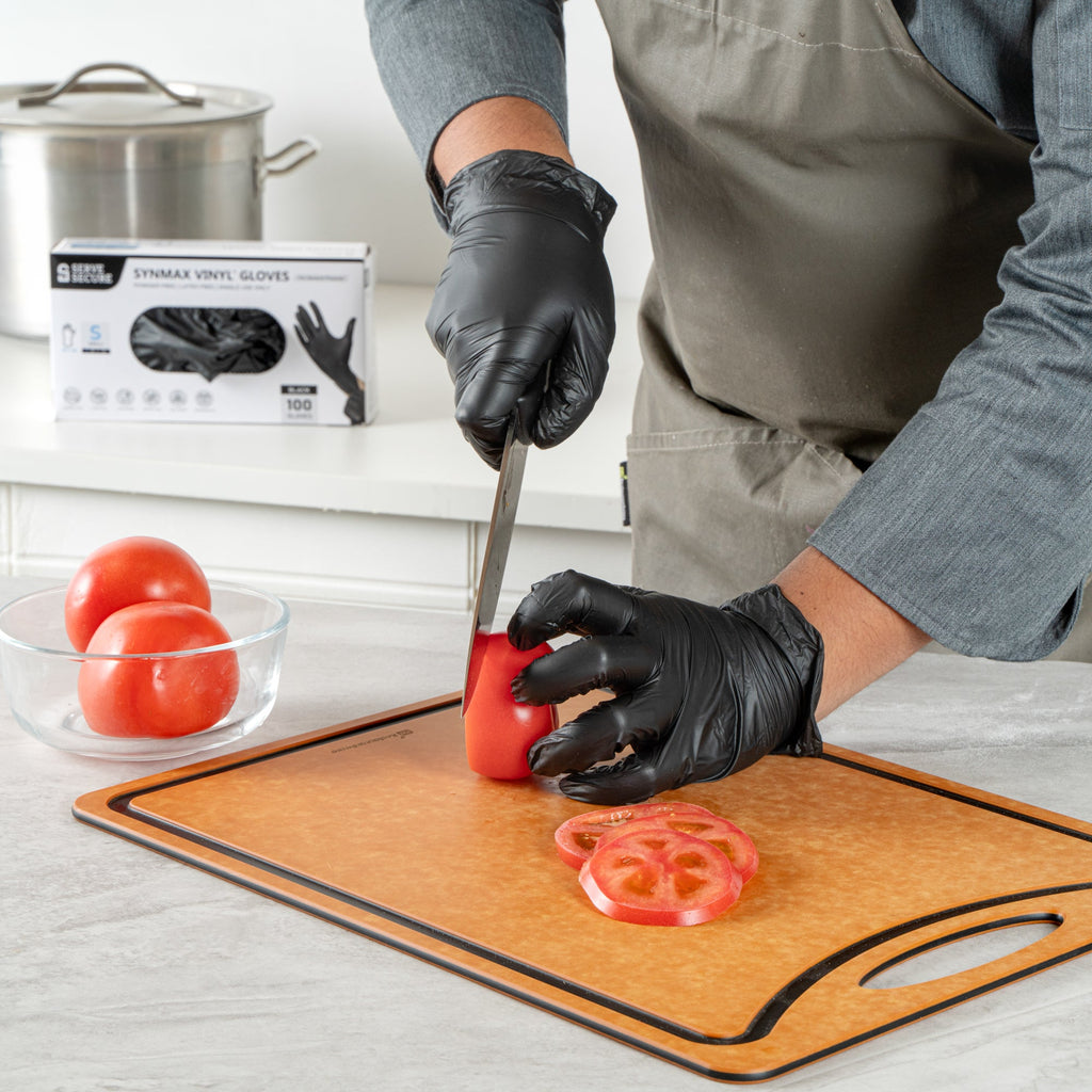 Serve Secure Black Small Synmax Vinyl Gloves - Powder-Free, Latex-Free - 9" x 3 1/4" - 1000 count box