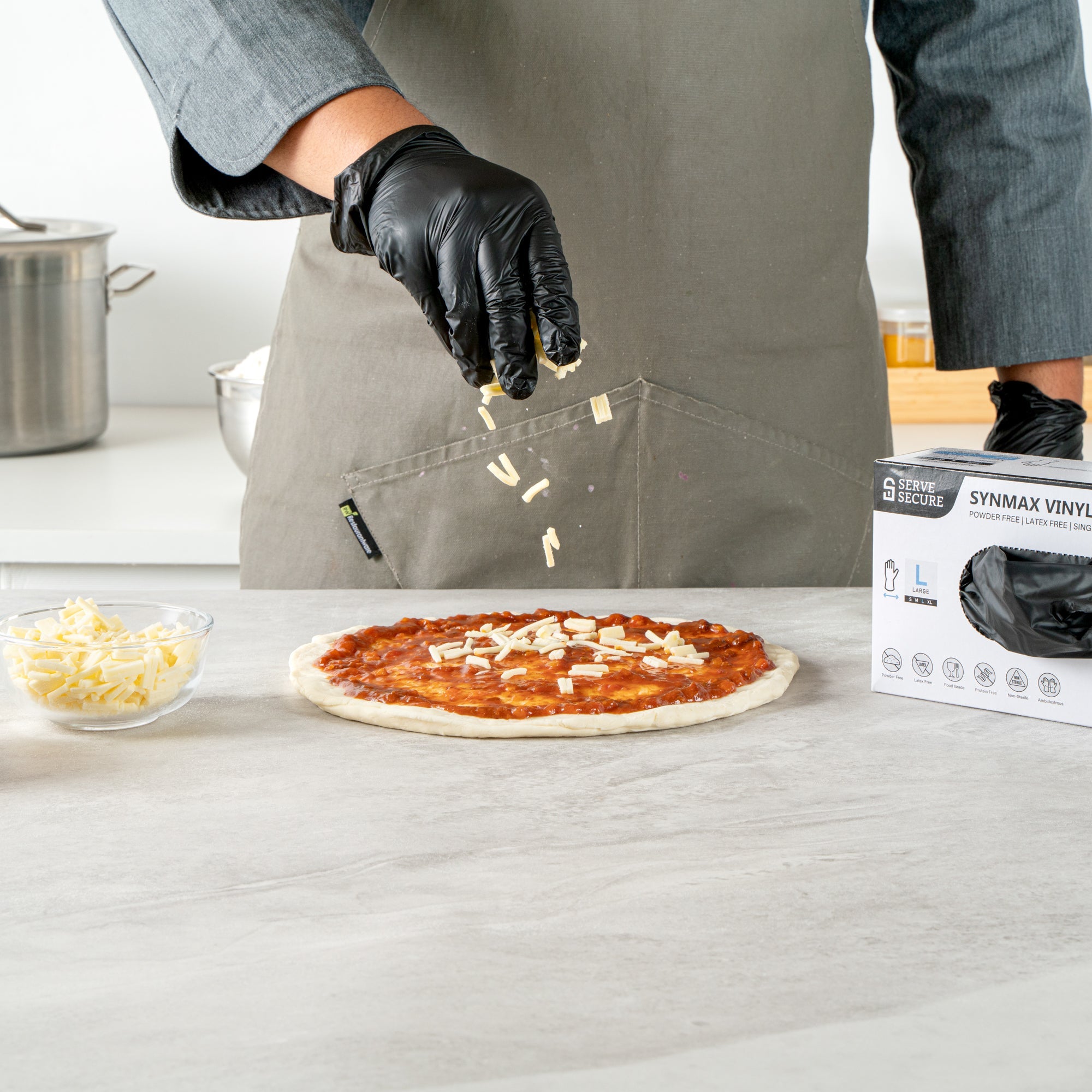 Serve Secure Black Large Synmax Vinyl Gloves - Powder-Free, Latex-Free - 9" x 4 1/4" - 1000 count box