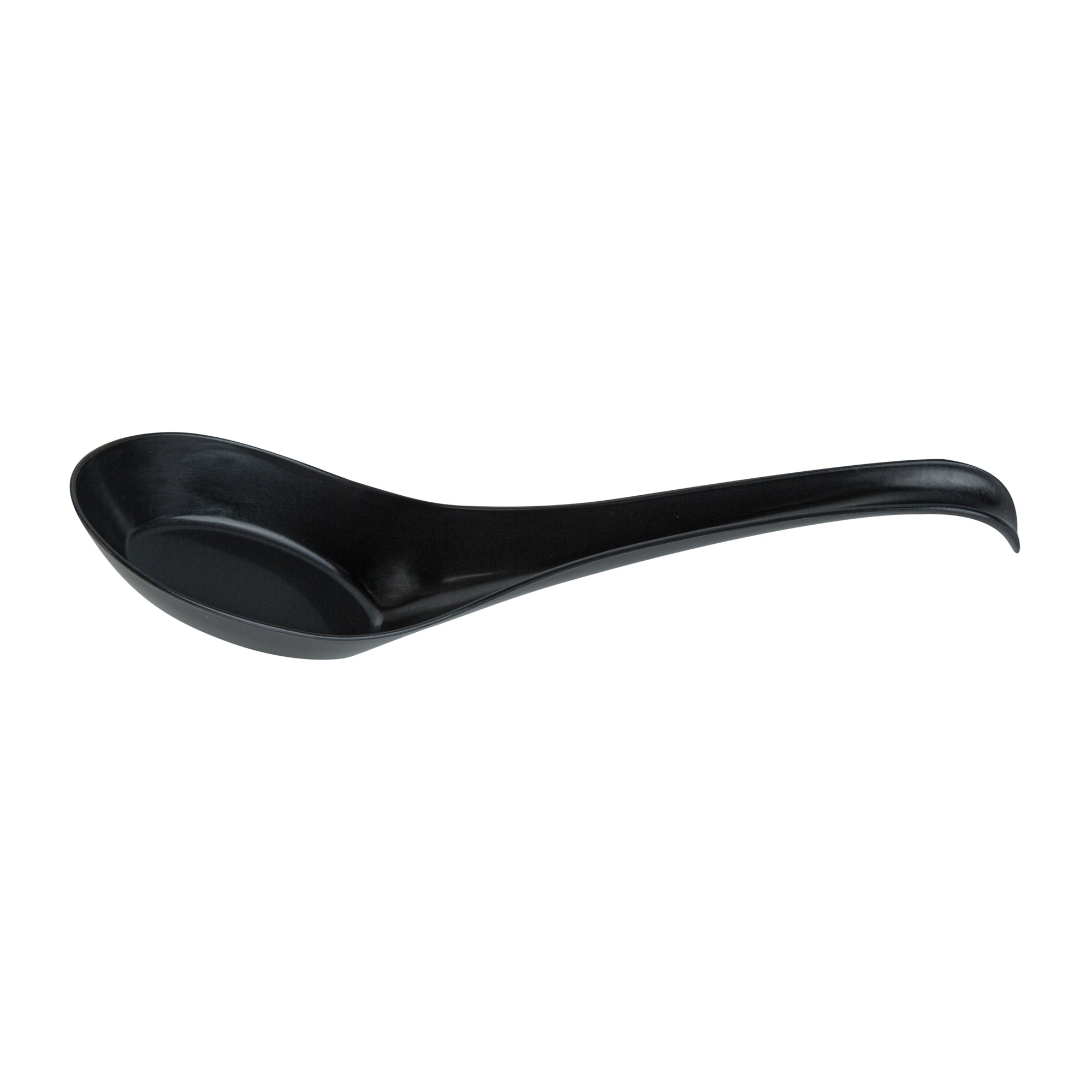 Chef 101 Black Plastic Asian Soup Spoon - 6 1/2" x 1 3/4" x 3 1/4" - 1000 count box