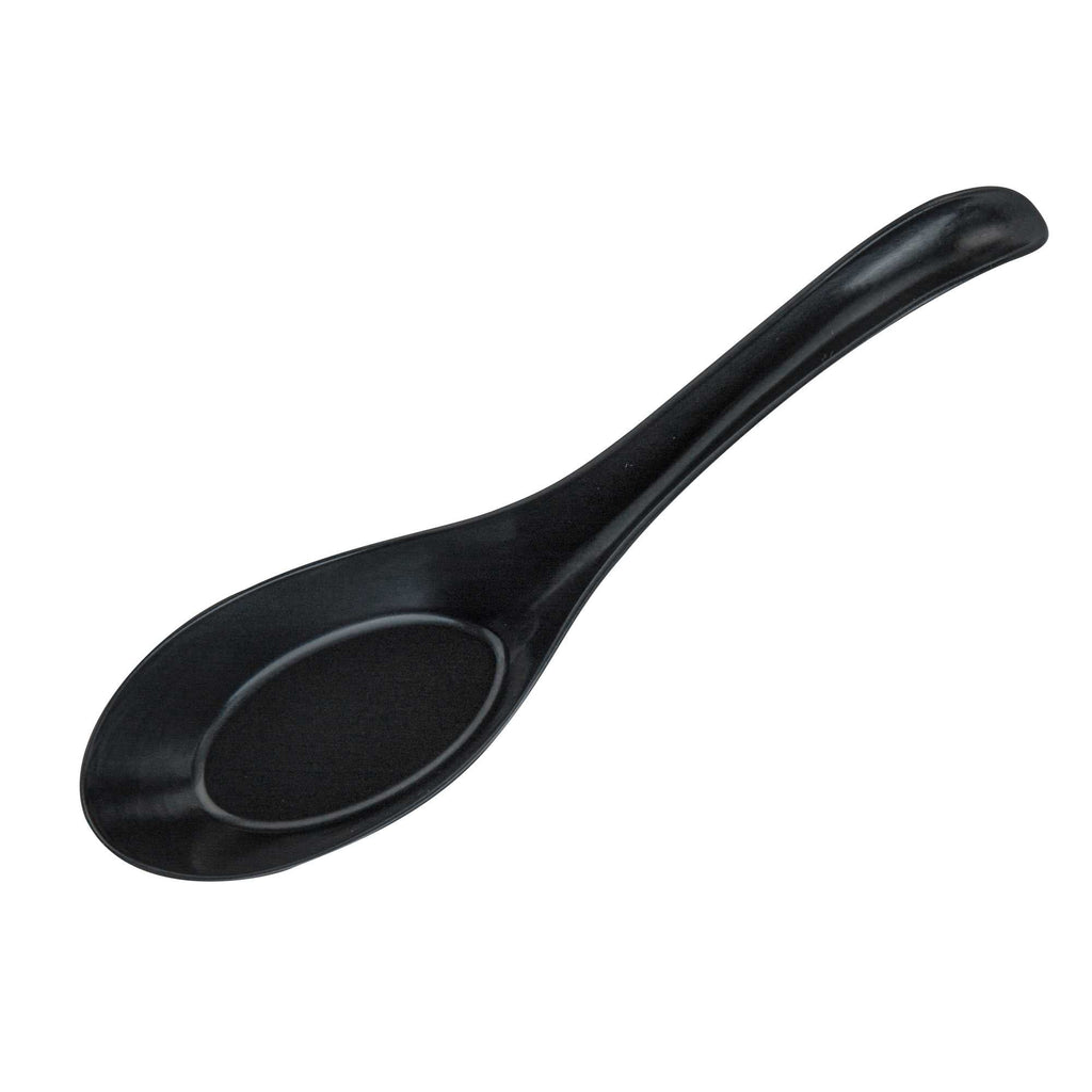 Chef 101 Black Plastic Asian Soup Spoon - 6 1/2" x 1 3/4" x 3 1/4" - 100 count box