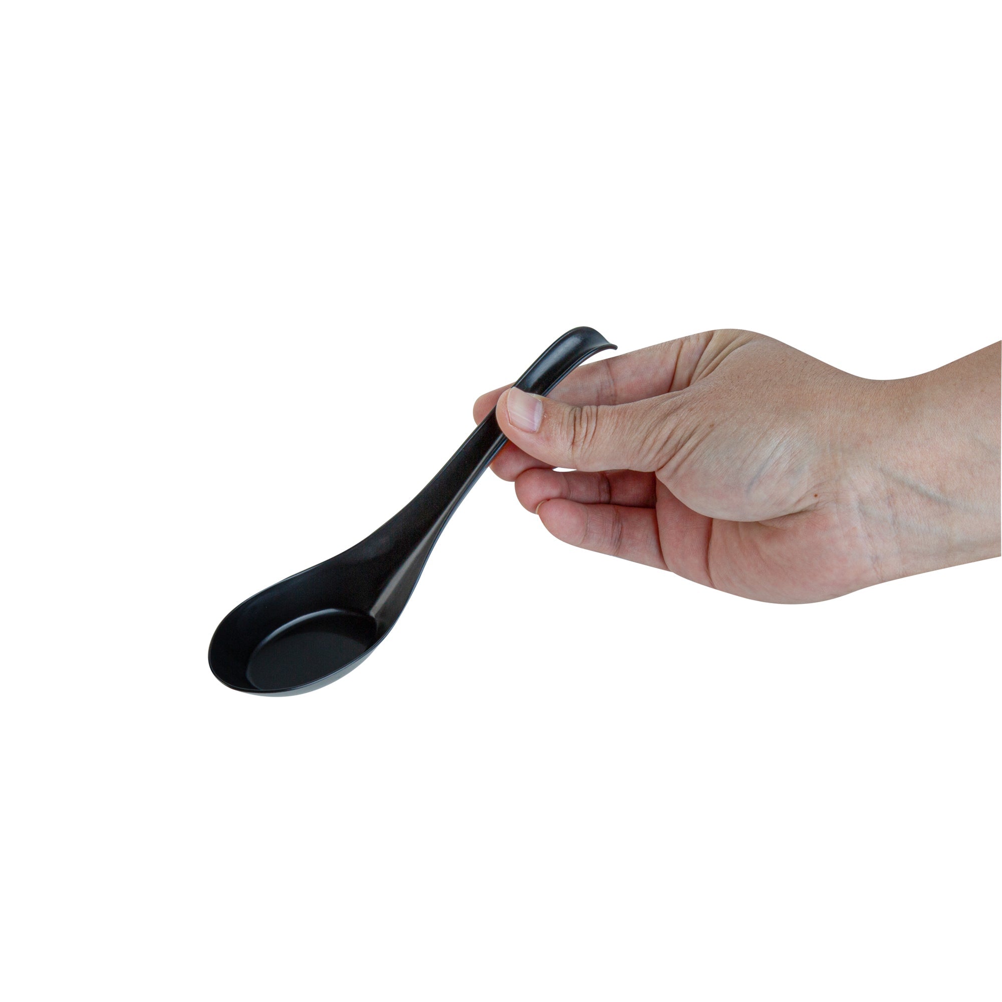 Chef 101 Black Plastic Asian Soup Spoon - 6 1/2" x 1 3/4" x 3 1/4" - 1000 count box