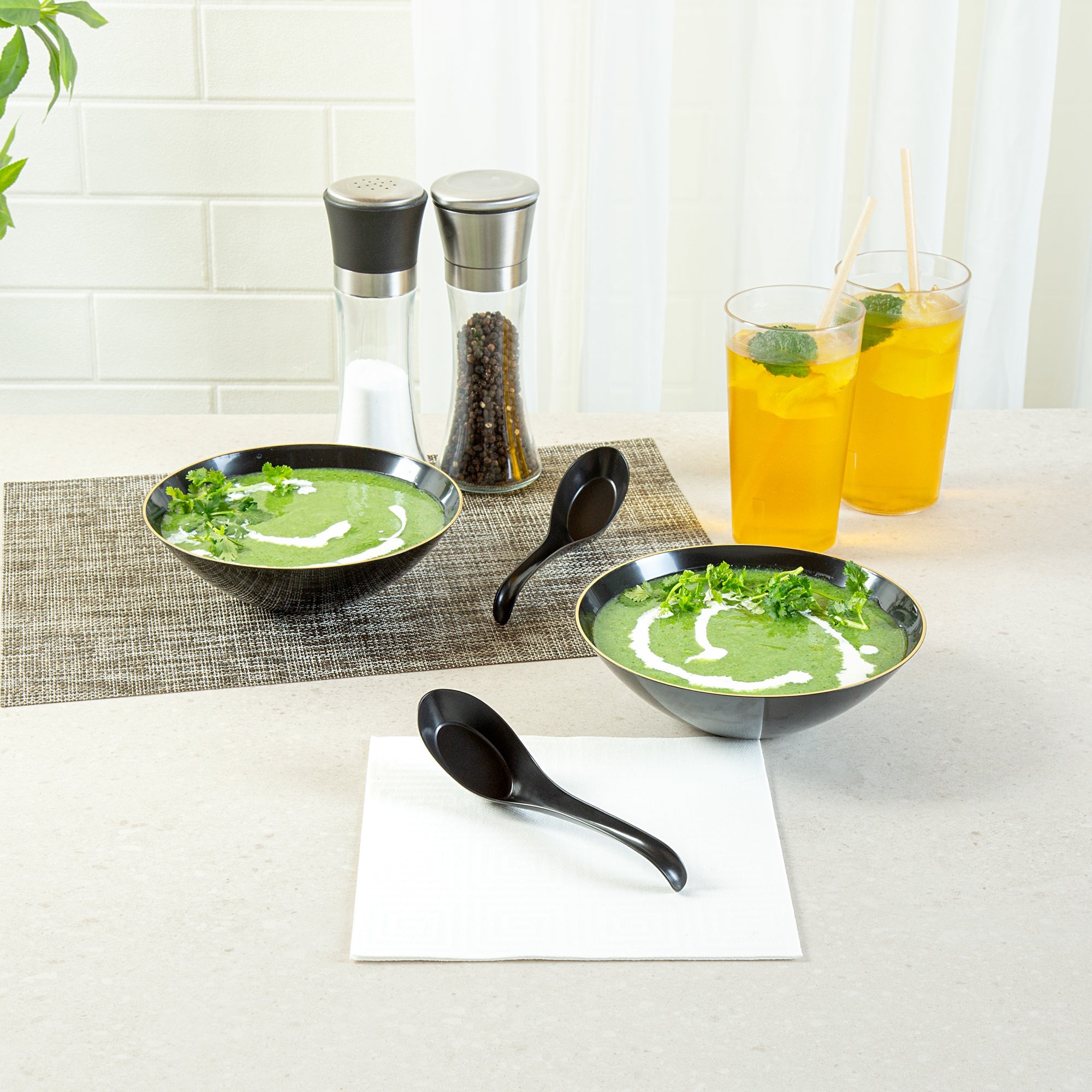 Chef 101 Black Plastic Asian Soup Spoon - 6 1/2" x 1 3/4" x 3 1/4" - 1000 count box