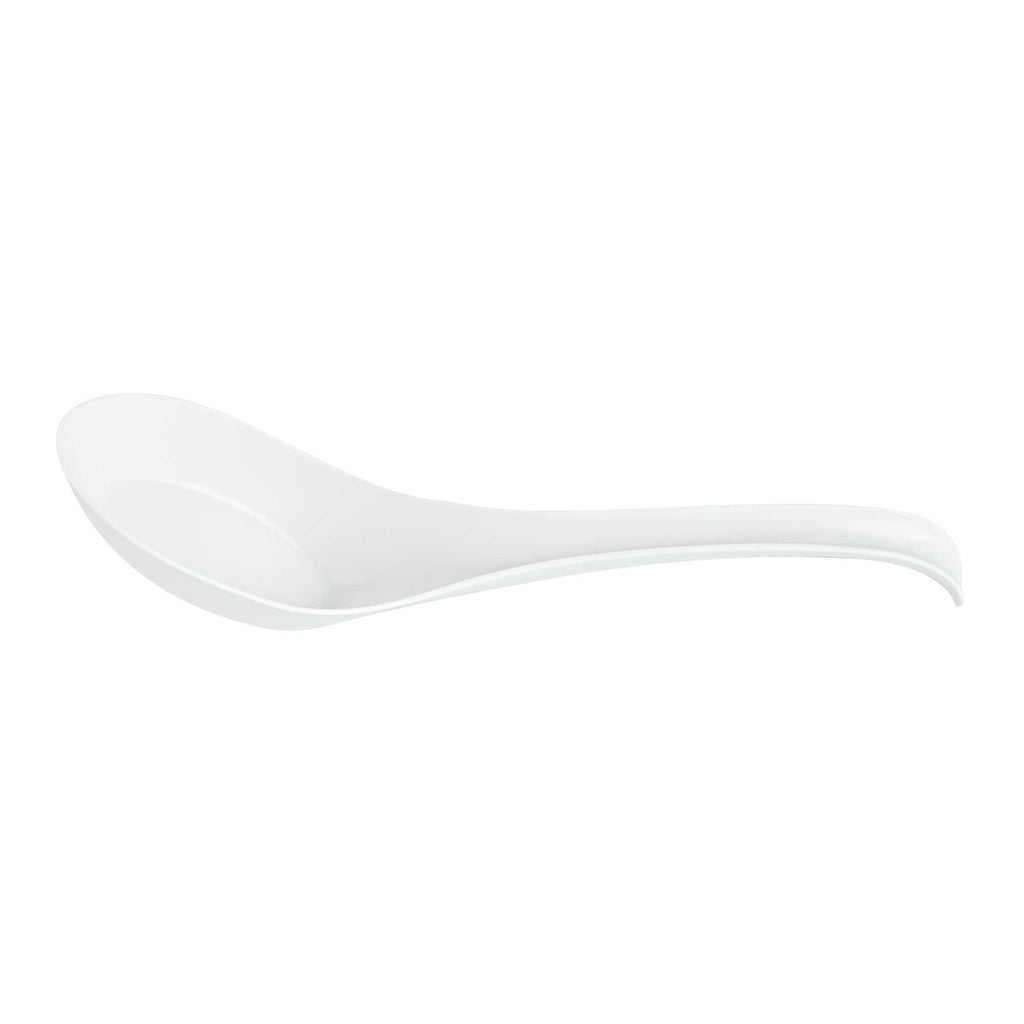 Chef 101 White Plastic Asian Soup Spoon - 6 1/2" x 1 3/4" x 3 1/4" - 100 count box