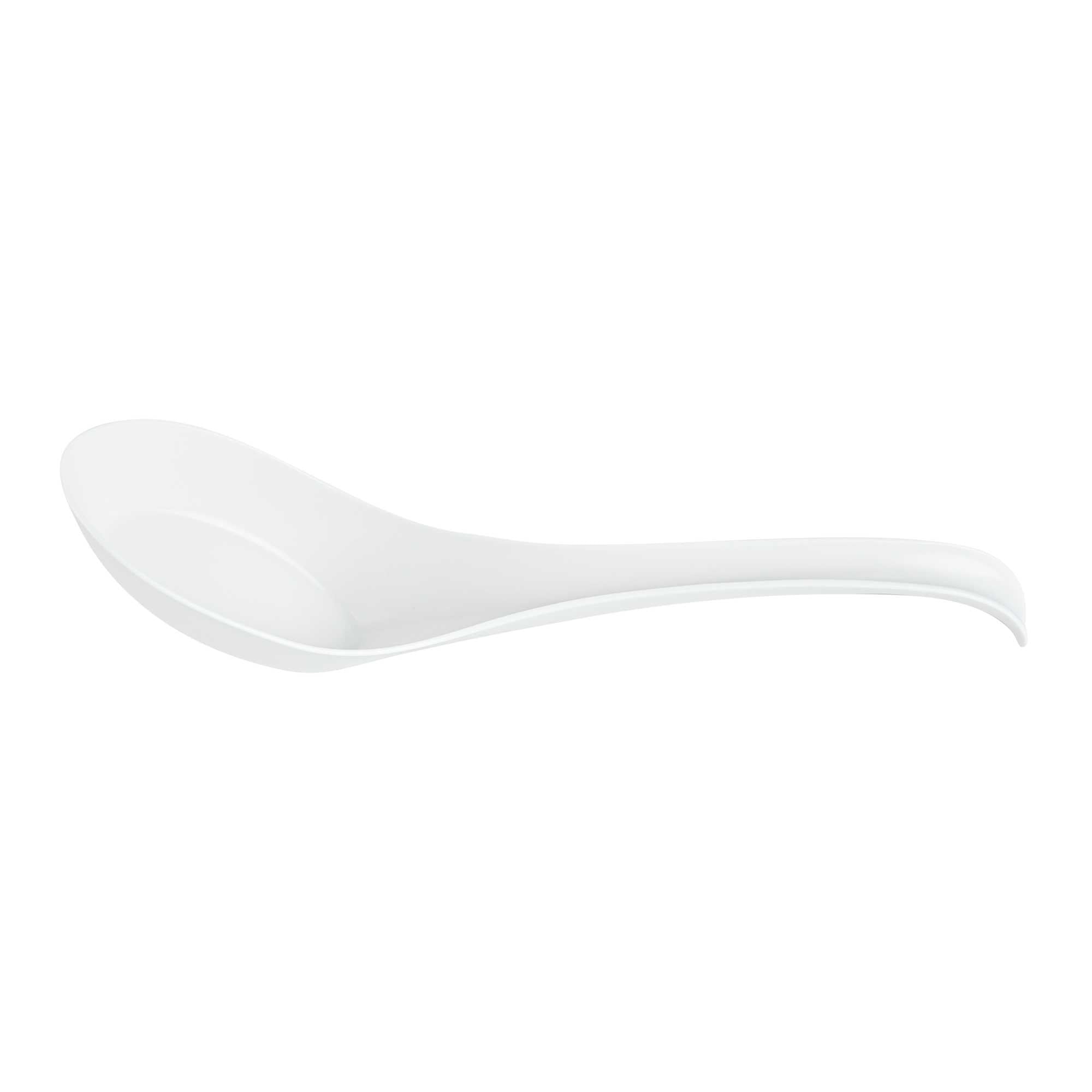 Chef 101 White Plastic Asian Soup Spoon - 6 1/2" x 1 3/4" x 3 1/4" - 100 count box