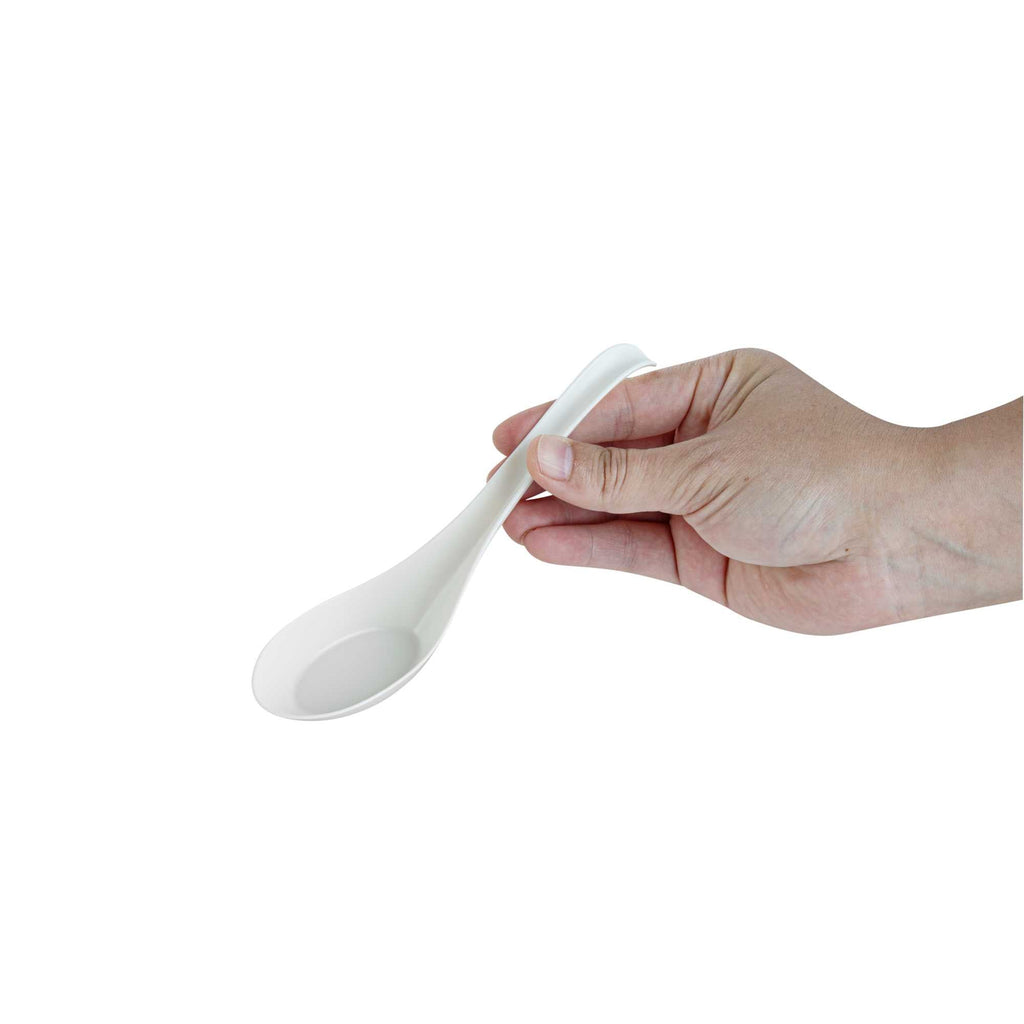 Chef 101 White Plastic Asian Soup Spoon - 6 1/2" x 1 3/4" x 3 1/4" - 100 count box