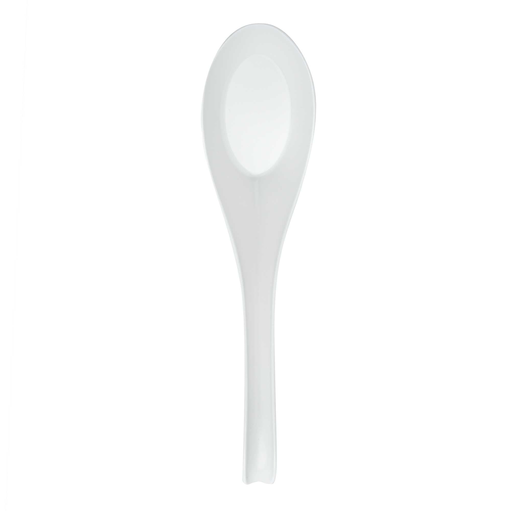 Chef 101 White Plastic Asian Soup Spoon - 6 1/2" x 1 3/4" x 3 1/4" - 100 count box