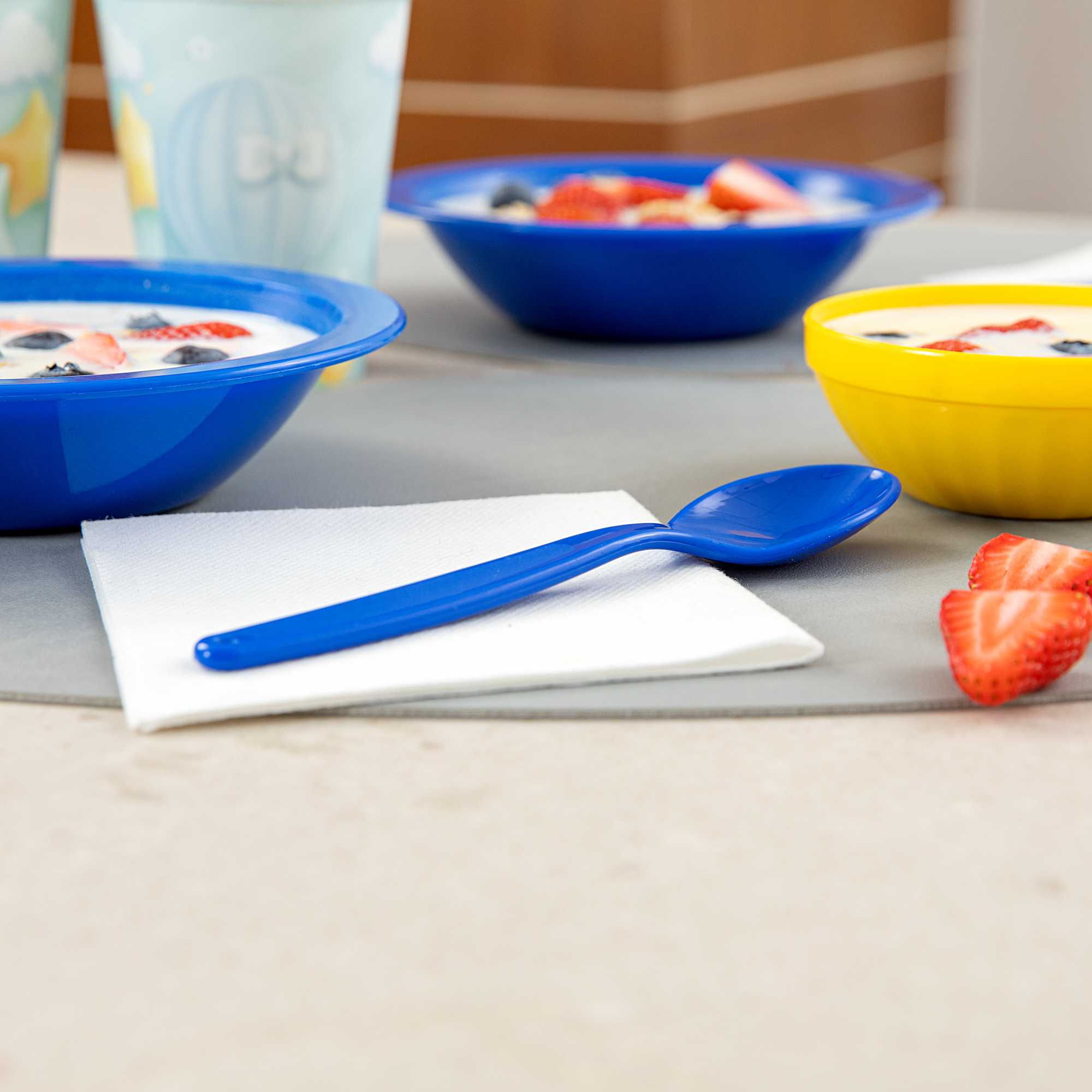 RW Kids Blue Plastic Spoon - 6 3/4" x 1 1/4" - 10 count box