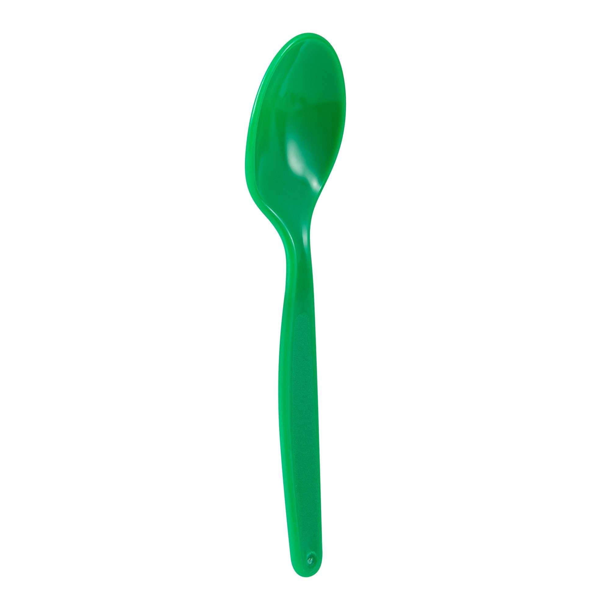 RW Kids Green Plastic Spoon - 6 3/4" x 1 1/4" - 10 count box