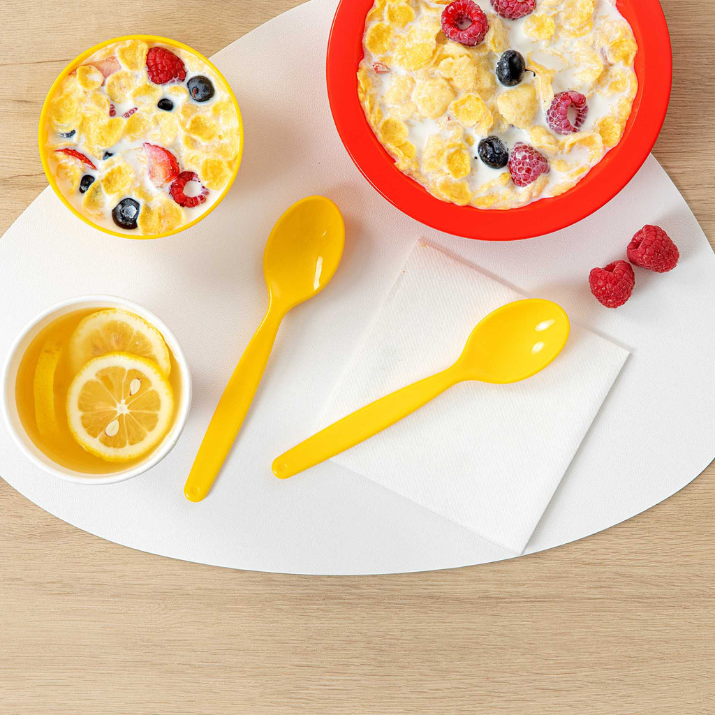 RW Kids Yellow Plastic Spoon - 6 3/4" x 1 1/4" - 10 count box