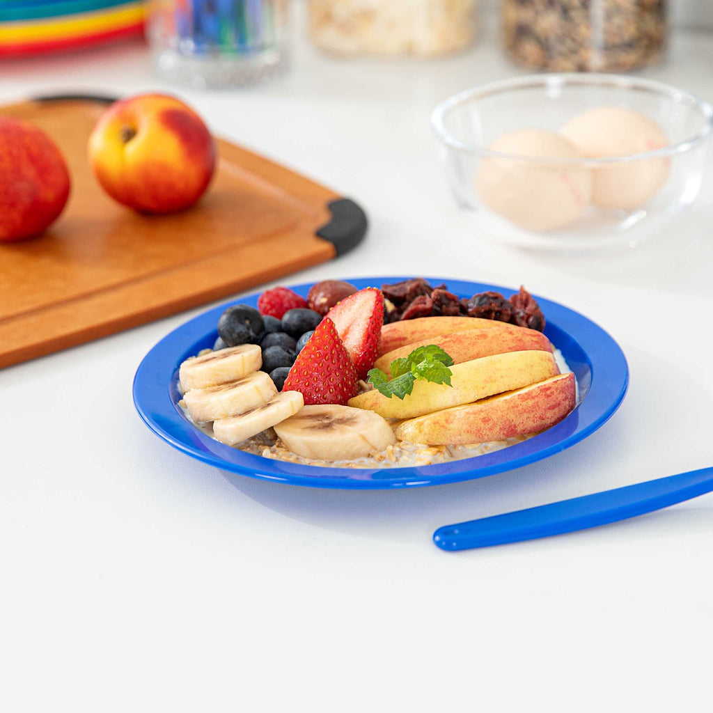 RW Kids Round Blue Plastic Plate - 6 3/4" x 6 3/4" - 10 count box