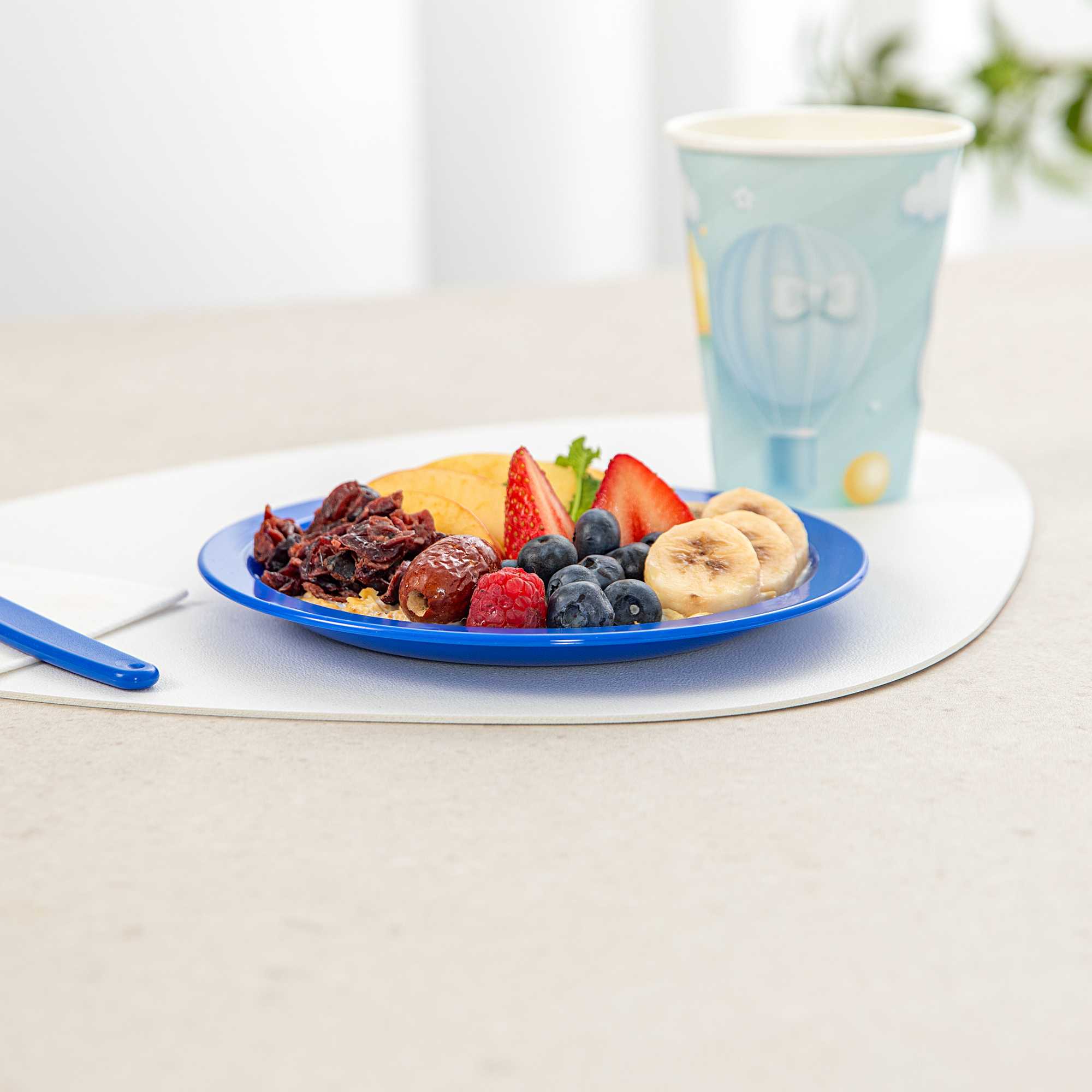 RW Kids Round Blue Plastic Plate - 6 3/4" x 6 3/4" - 10 count box