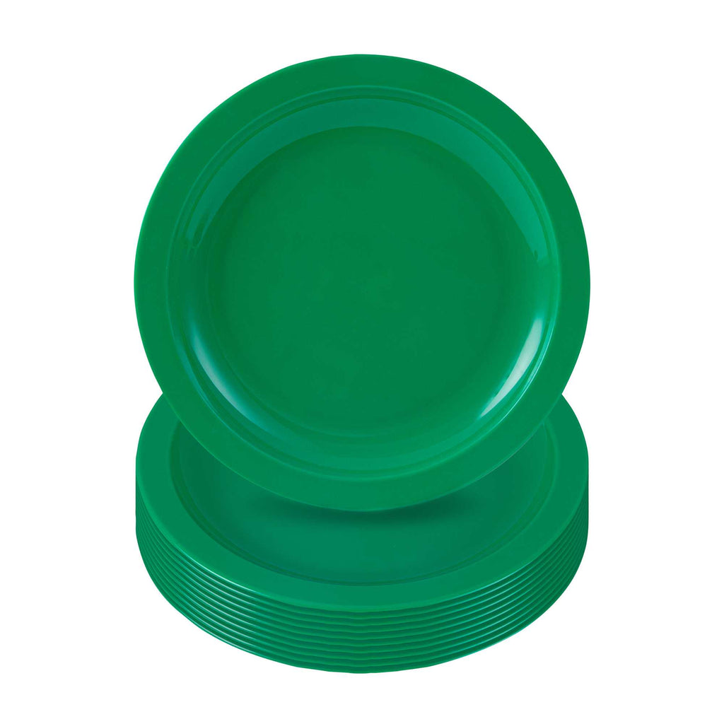 RW Kids Round Green Plastic Plate - 6 3/4" x 6 3/4" - 10 count box