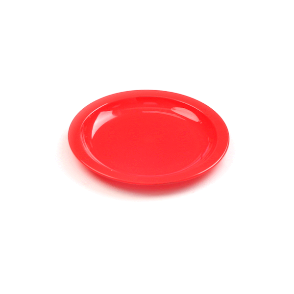 RW Kids Round Red Plastic Plate - 6 3/4" x 6 3/4" - 10 count box
