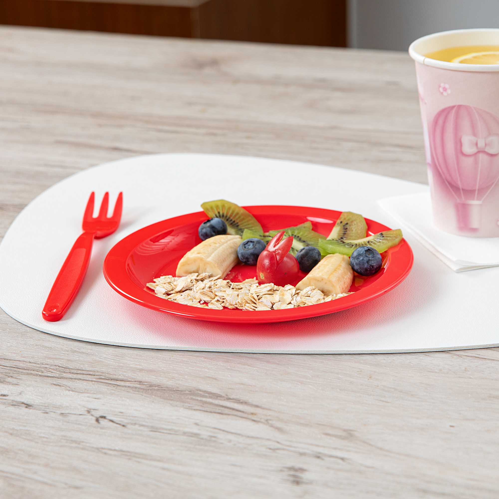 RW Kids Round Red Plastic Plate - 6 3/4" x 6 3/4" - 10 count box