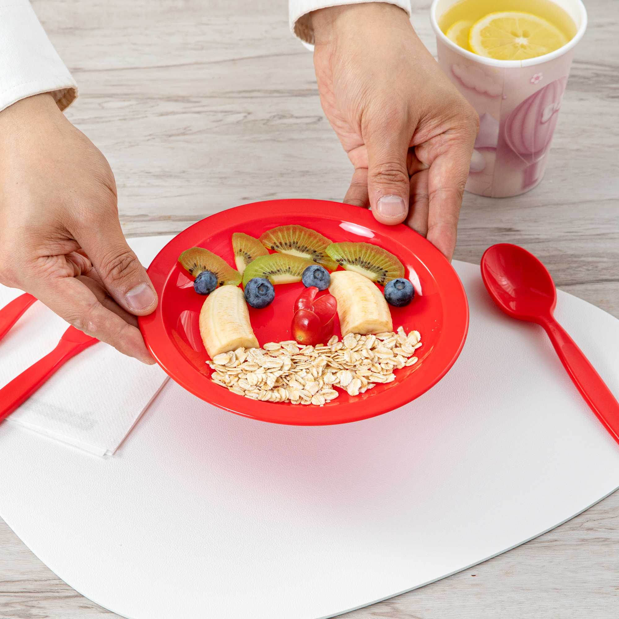 RW Kids Round Red Plastic Plate - 6 3/4" x 6 3/4" - 10 count box