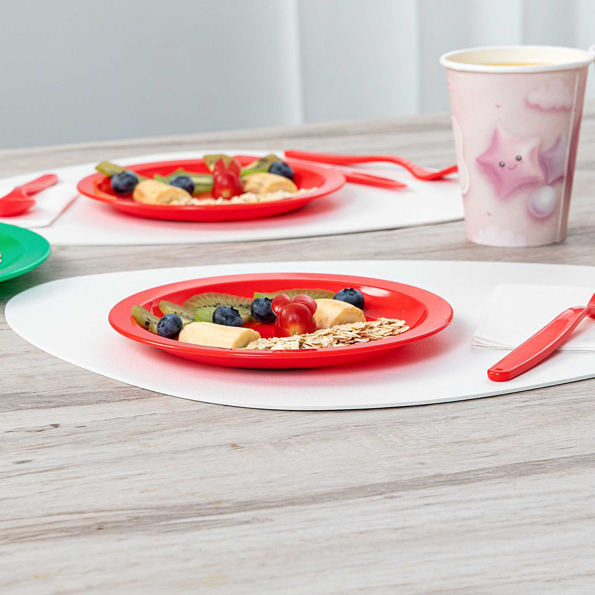 RW Kids Round Red Plastic Plate - 6 3/4" x 6 3/4" - 10 count box