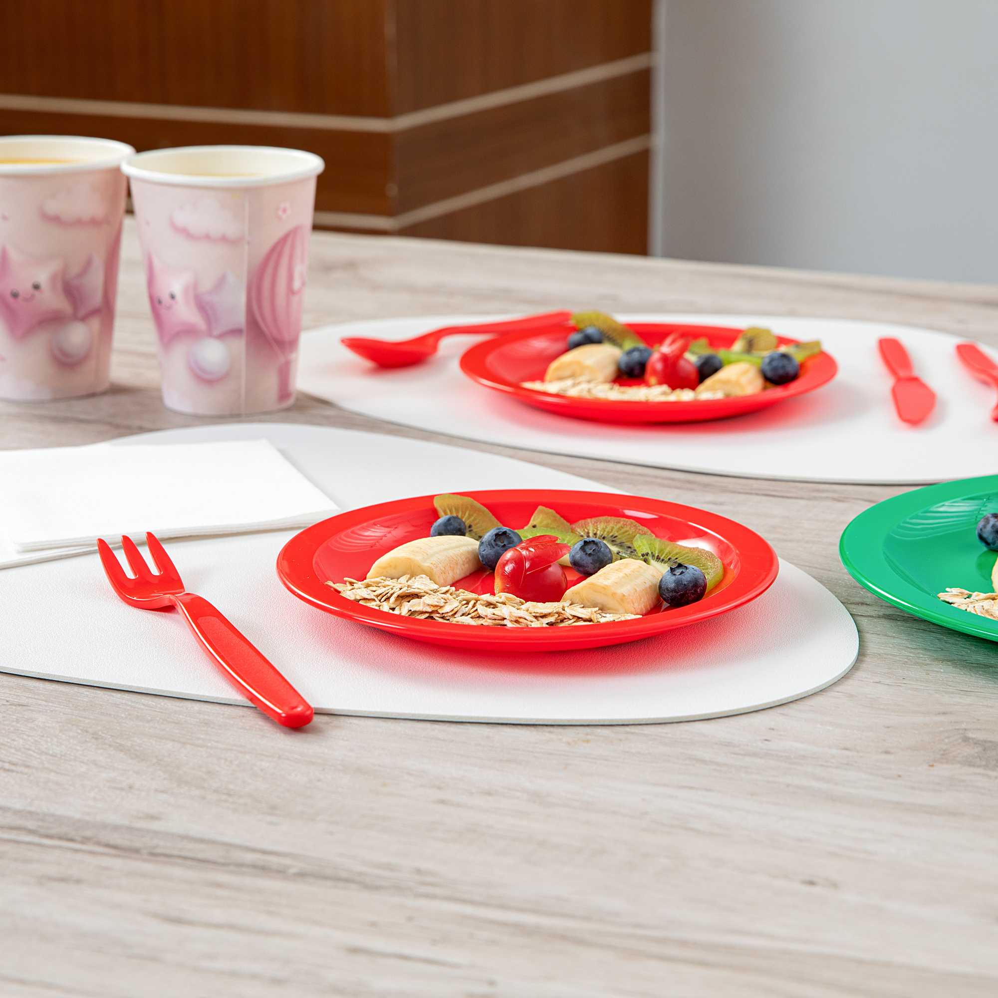 RW Kids Round Red Plastic Plate - 6 3/4" x 6 3/4" - 10 count box