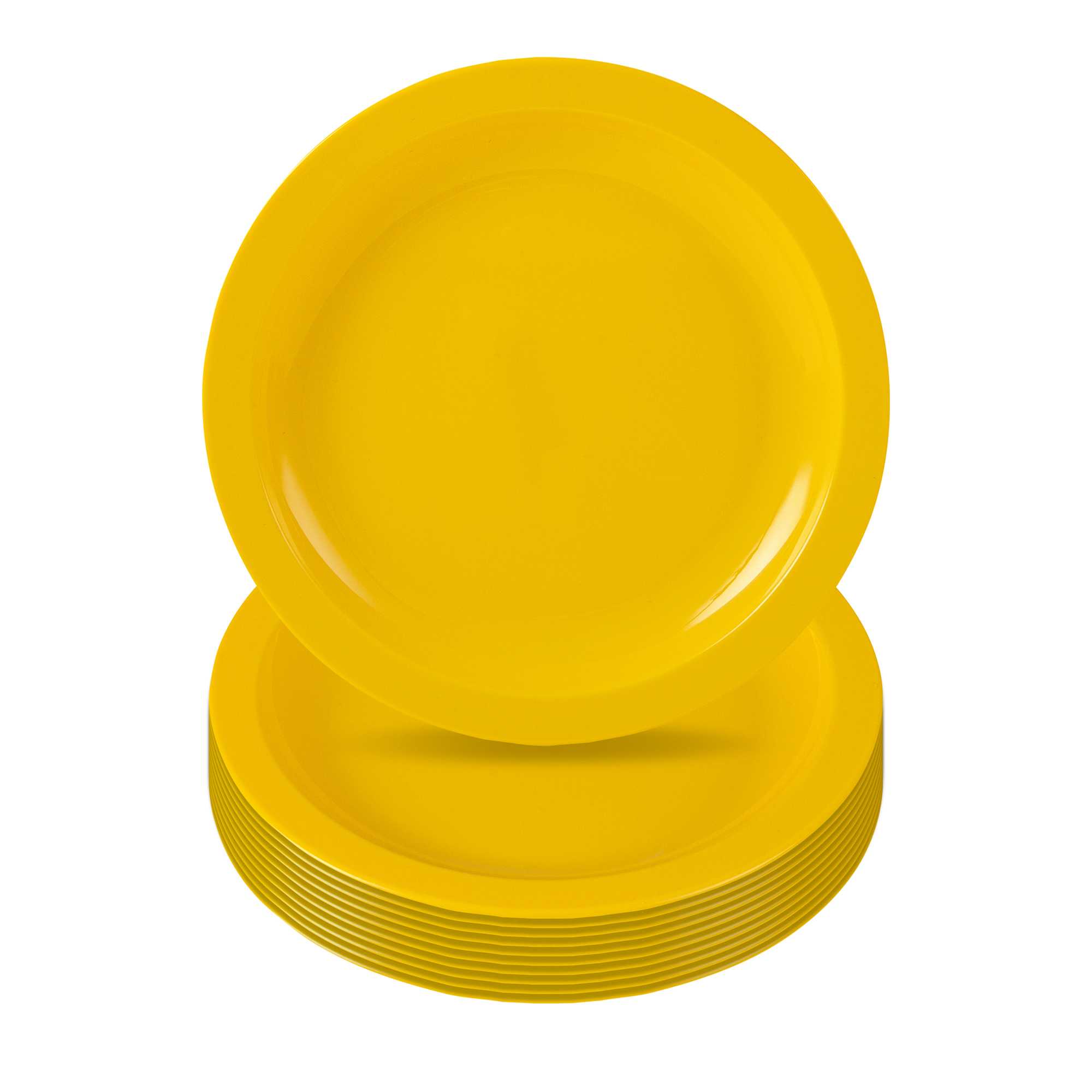 RW Kids Round Yellow Plastic Plate - 6 3/4" x 6 3/4" - 10 count box