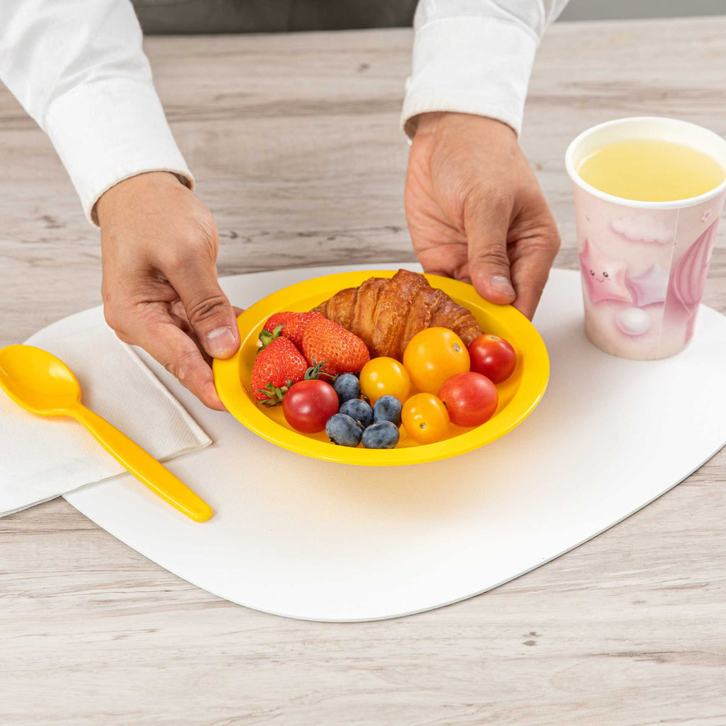 RW Kids Round Yellow Plastic Plate - 6 3/4" x 6 3/4" - 10 count box