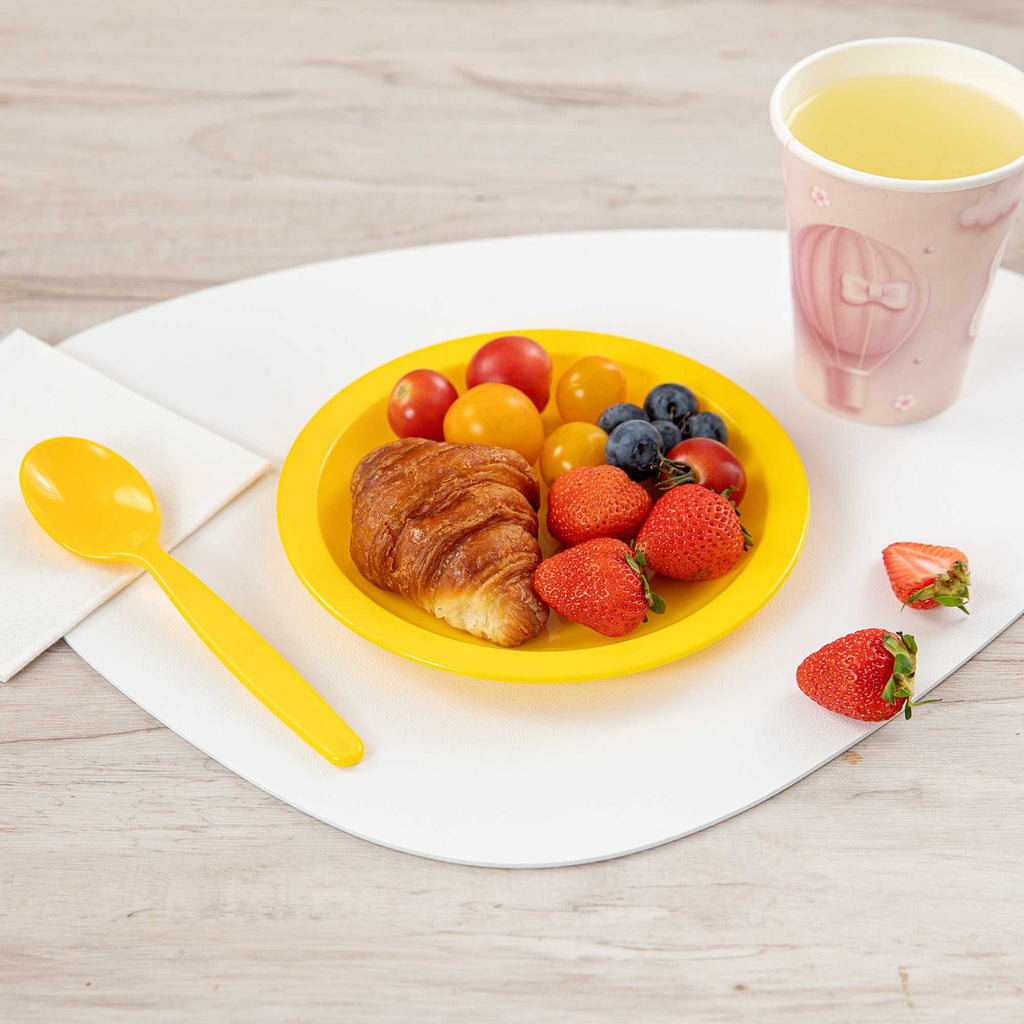 RW Kids Round Yellow Plastic Plate - 6 3/4" x 6 3/4" - 10 count box