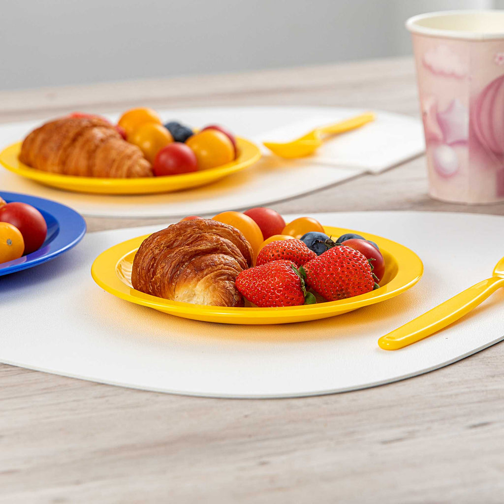 RW Kids Round Yellow Plastic Plate - 6 3/4" x 6 3/4" - 10 count box