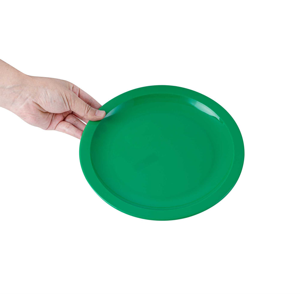 RW Kids Round Green Plastic Plate - 9" x 9" - 10 count box