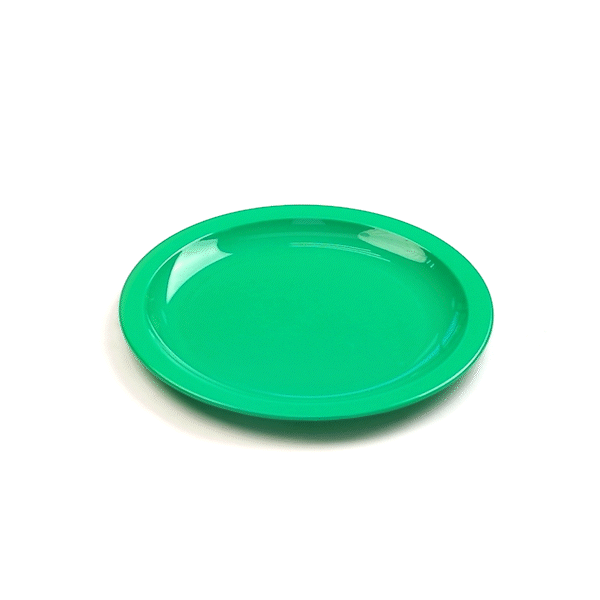RW Kids Round Green Plastic Plate - 9" x 9" - 10 count box