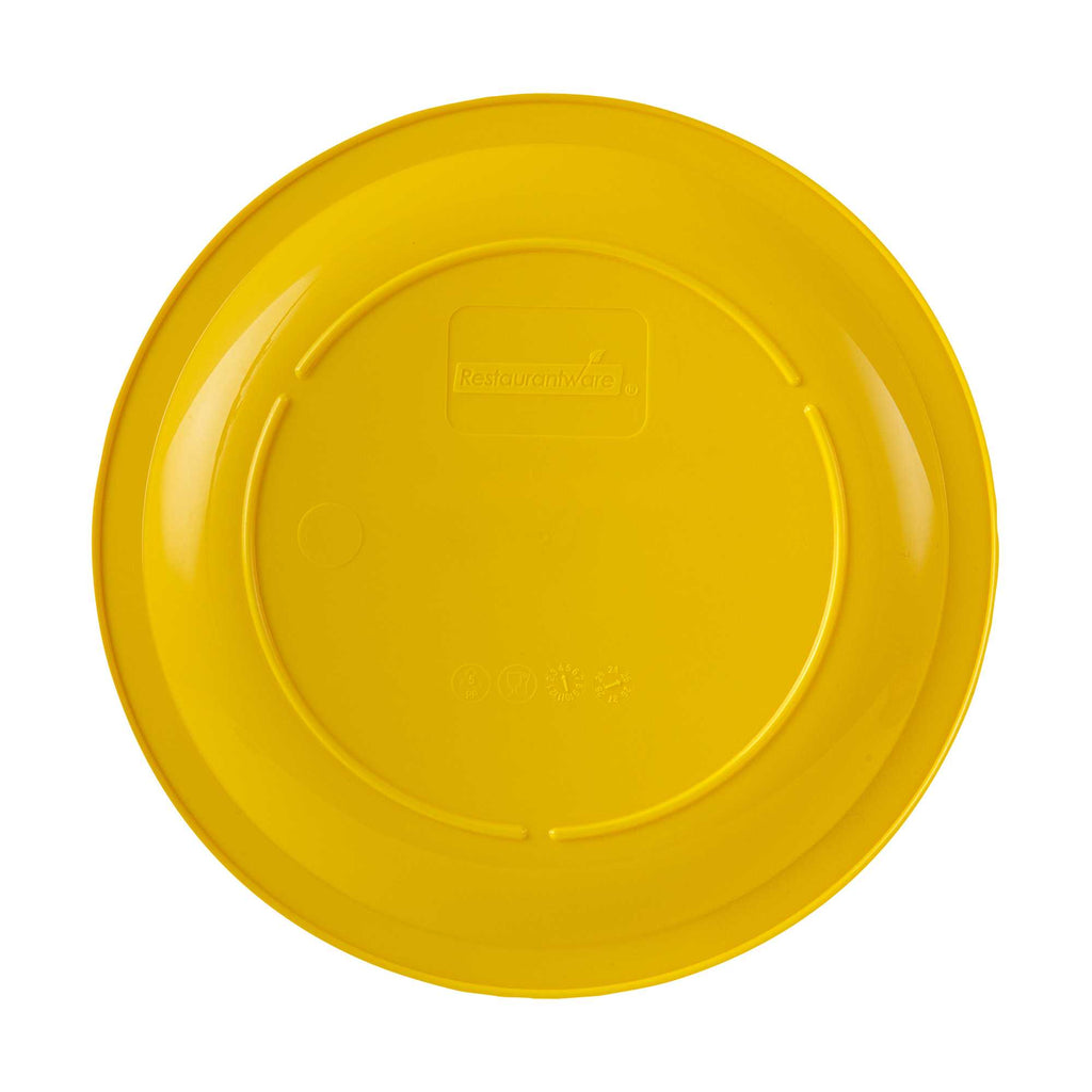RW Kids Round Yellow Plastic Plate - 9" x 9" - 10 count box