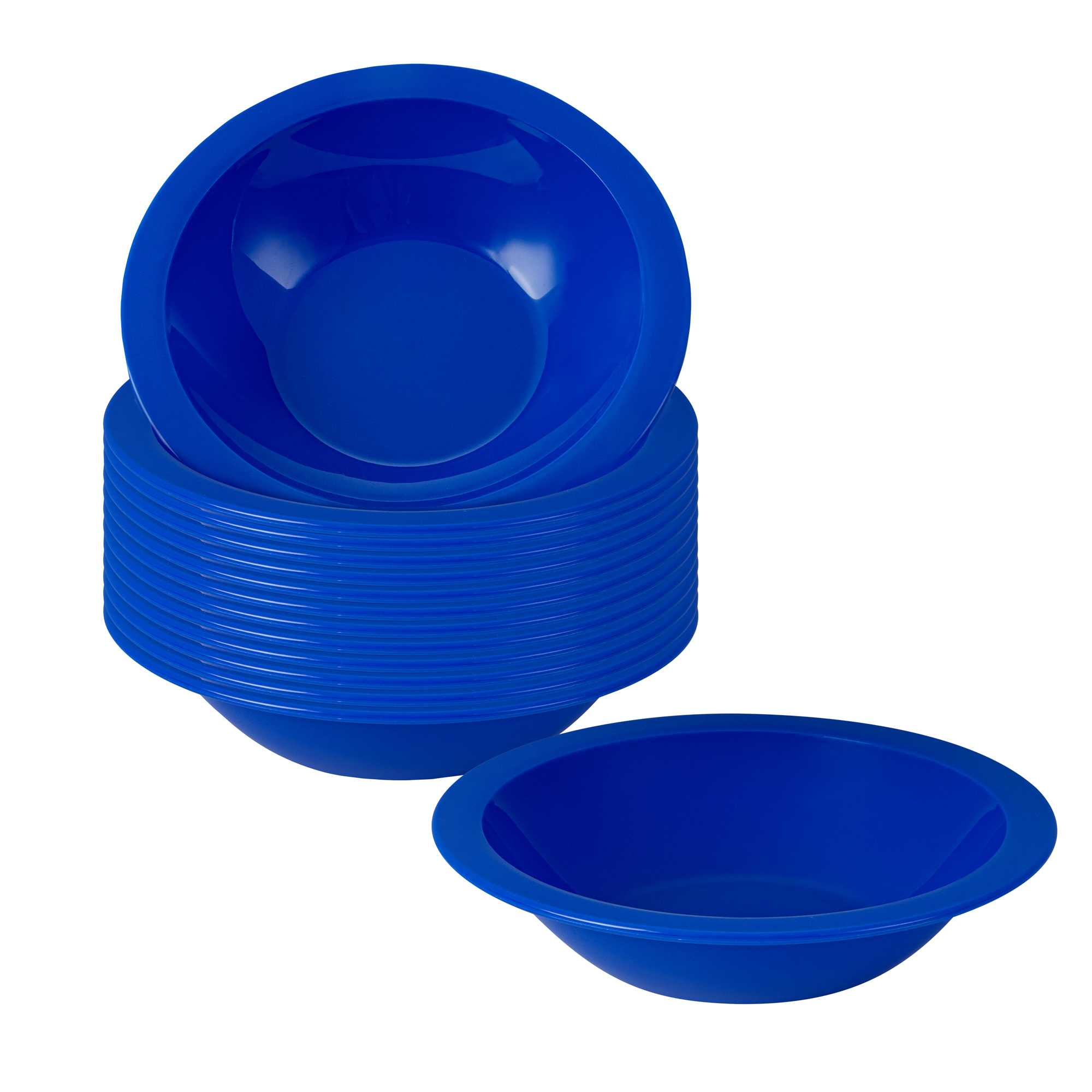 RW Kids 14 oz Round Blue Plastic Bowl - 6 3/4" x 6 3/4" x 4 1/4" - 10 count box
