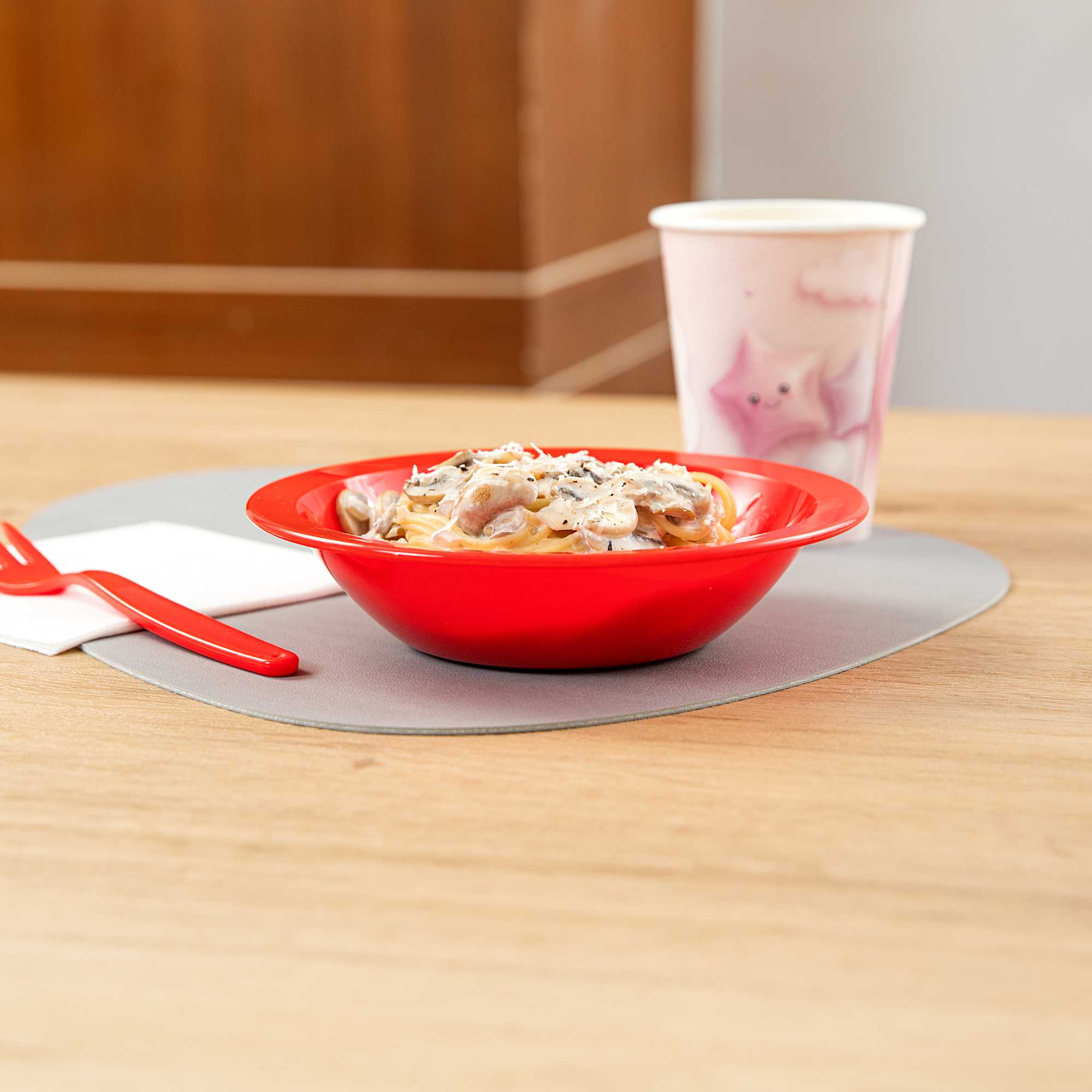 RW Kids 14 oz Round Red Plastic Bowl - 6 3/4" x 6 3/4" x 4 1/4" - 10 count box