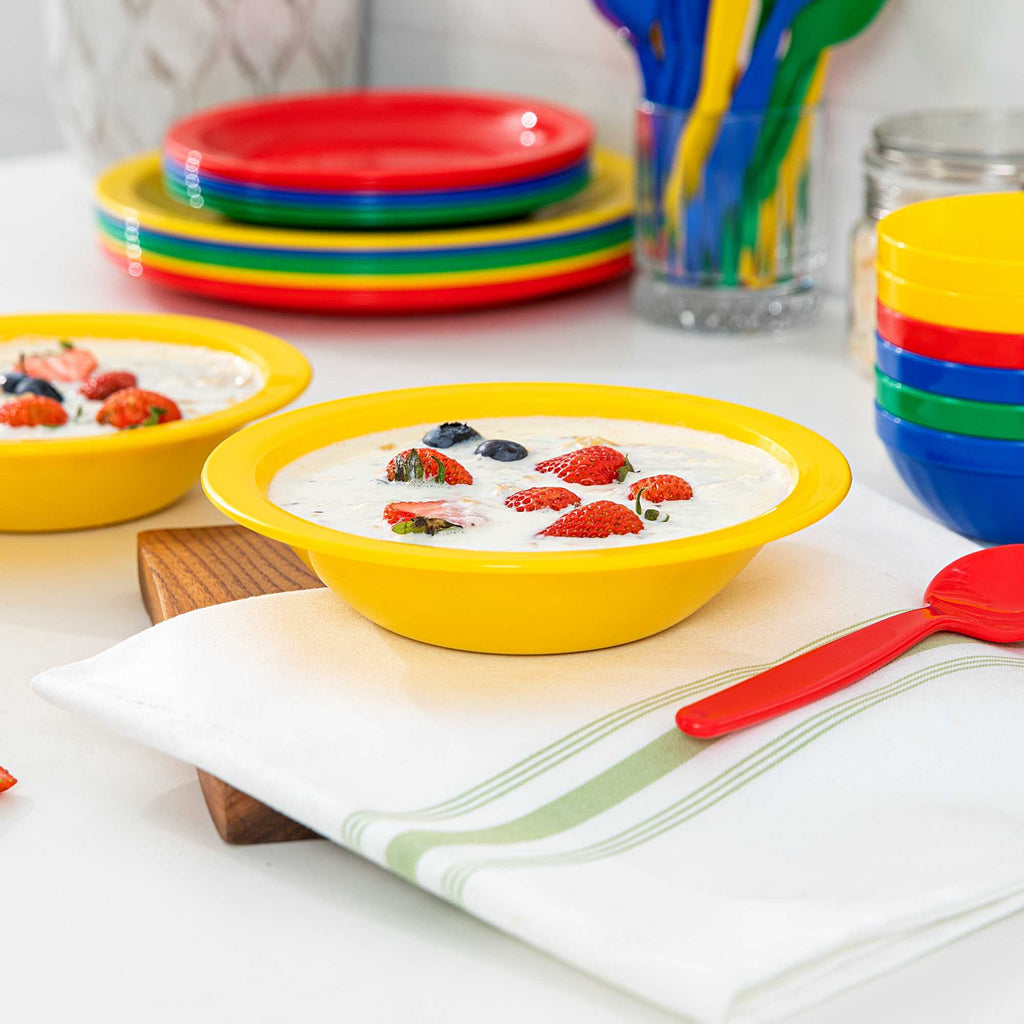 RW Kids 14 oz Round Yellow Plastic Bowl - 6 3/4" x 6 3/4" x 4 1/4" - 10 count box