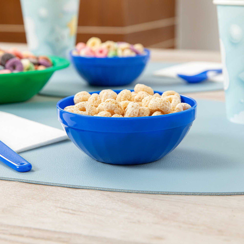 RW Kids 7 oz Round Blue Plastic Bowl - 4" x 4" x 7" - 10 count box