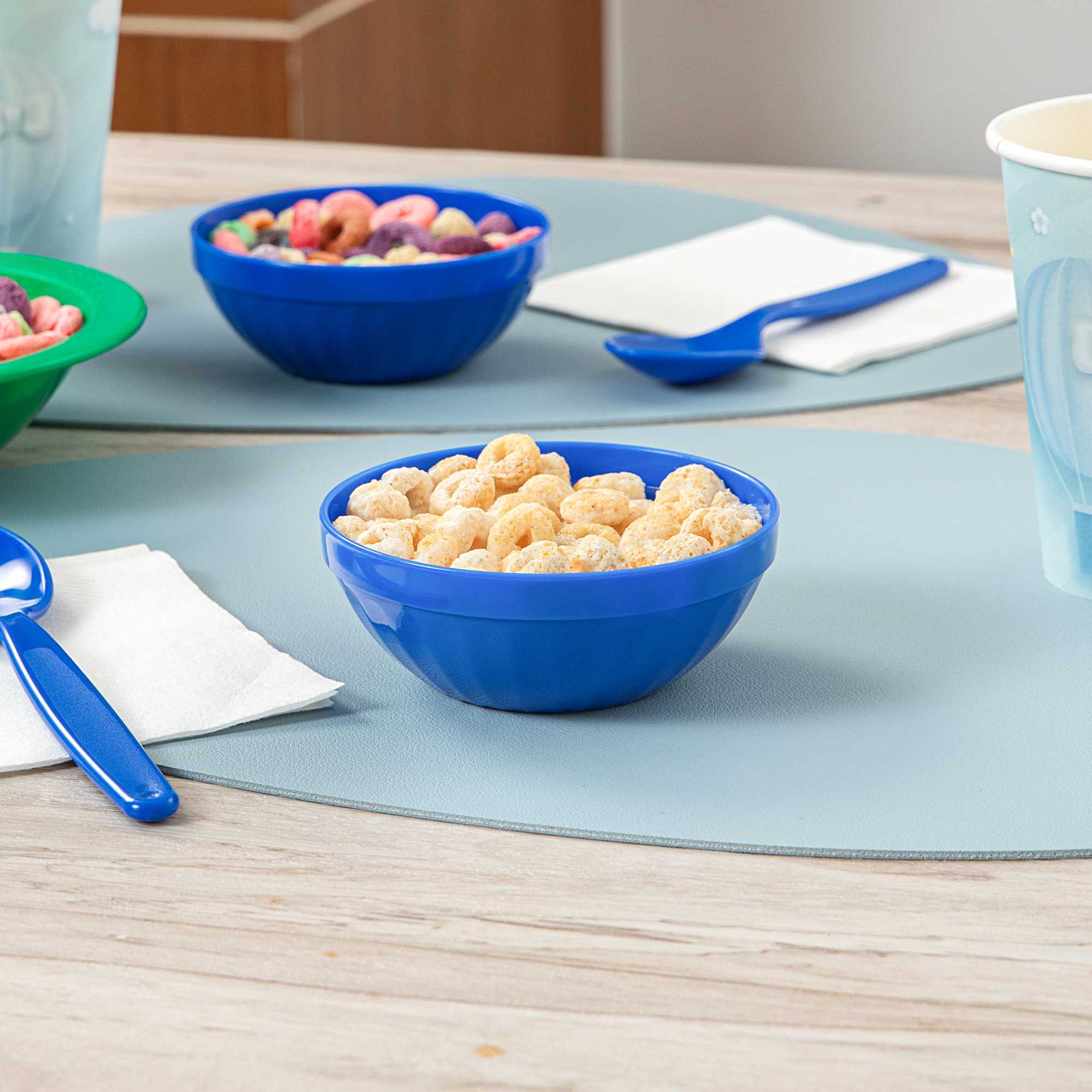 RW Kids 7 oz Round Blue Plastic Bowl - 4" x 4" x 7" - 10 count box