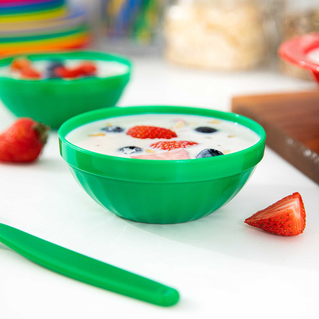 RW Kids 7 oz Round Green Plastic Bowl - 4" x 4" x 7" - 10 count box