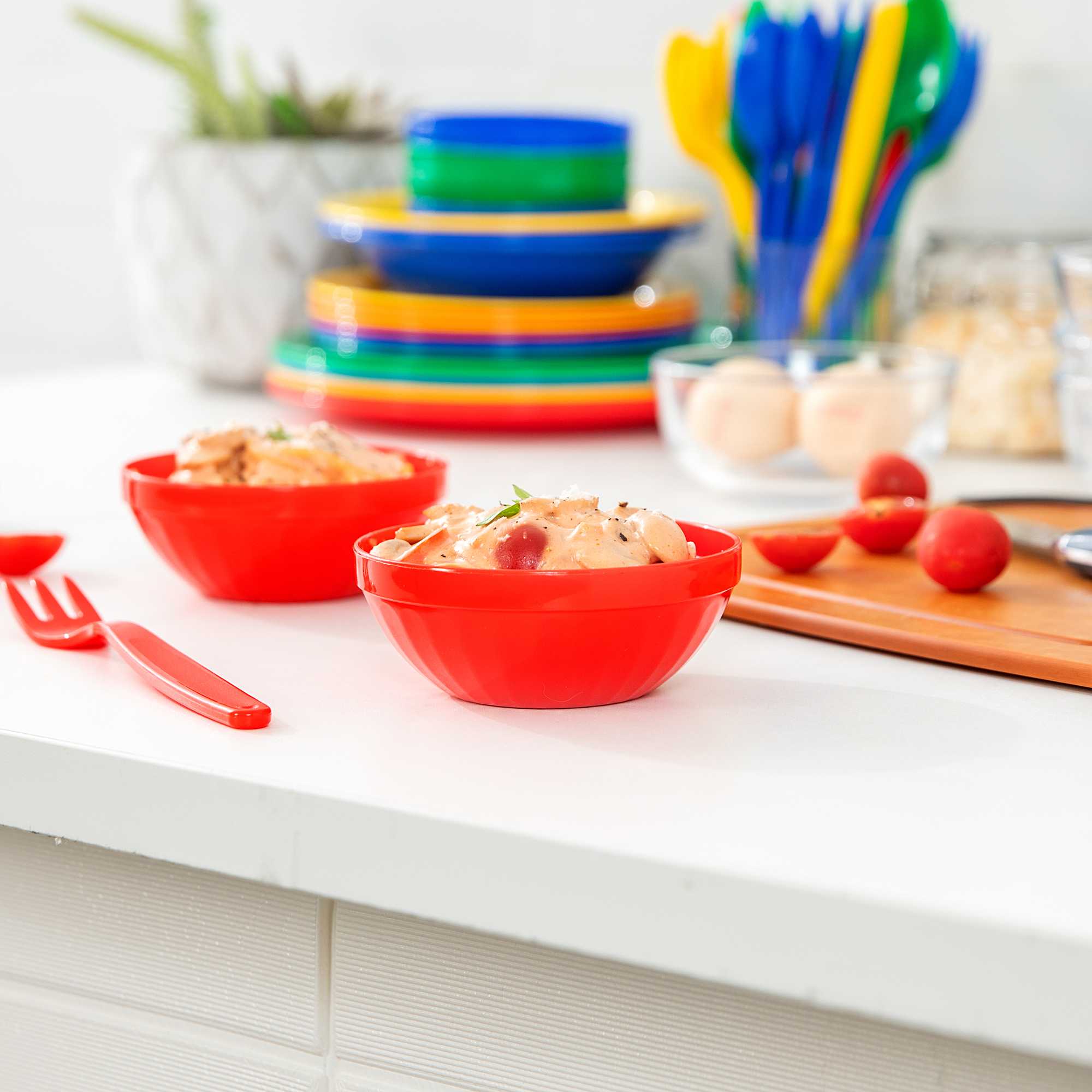 RW Kids 7 oz Round Red Plastic Bowl - 4" x 4" x 7" - 10 count box