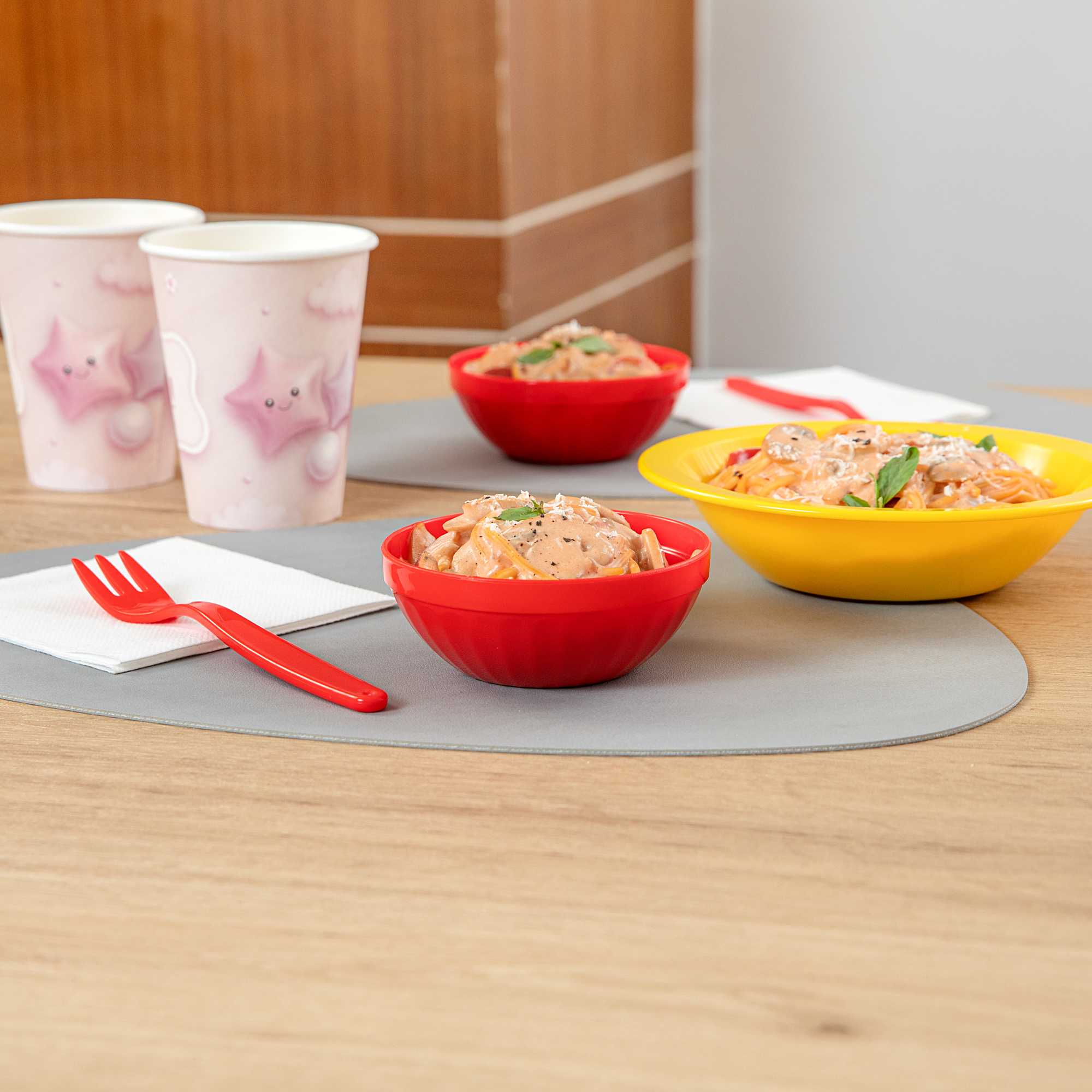 RW Kids 7 oz Round Red Plastic Bowl - 4" x 4" x 7" - 10 count box