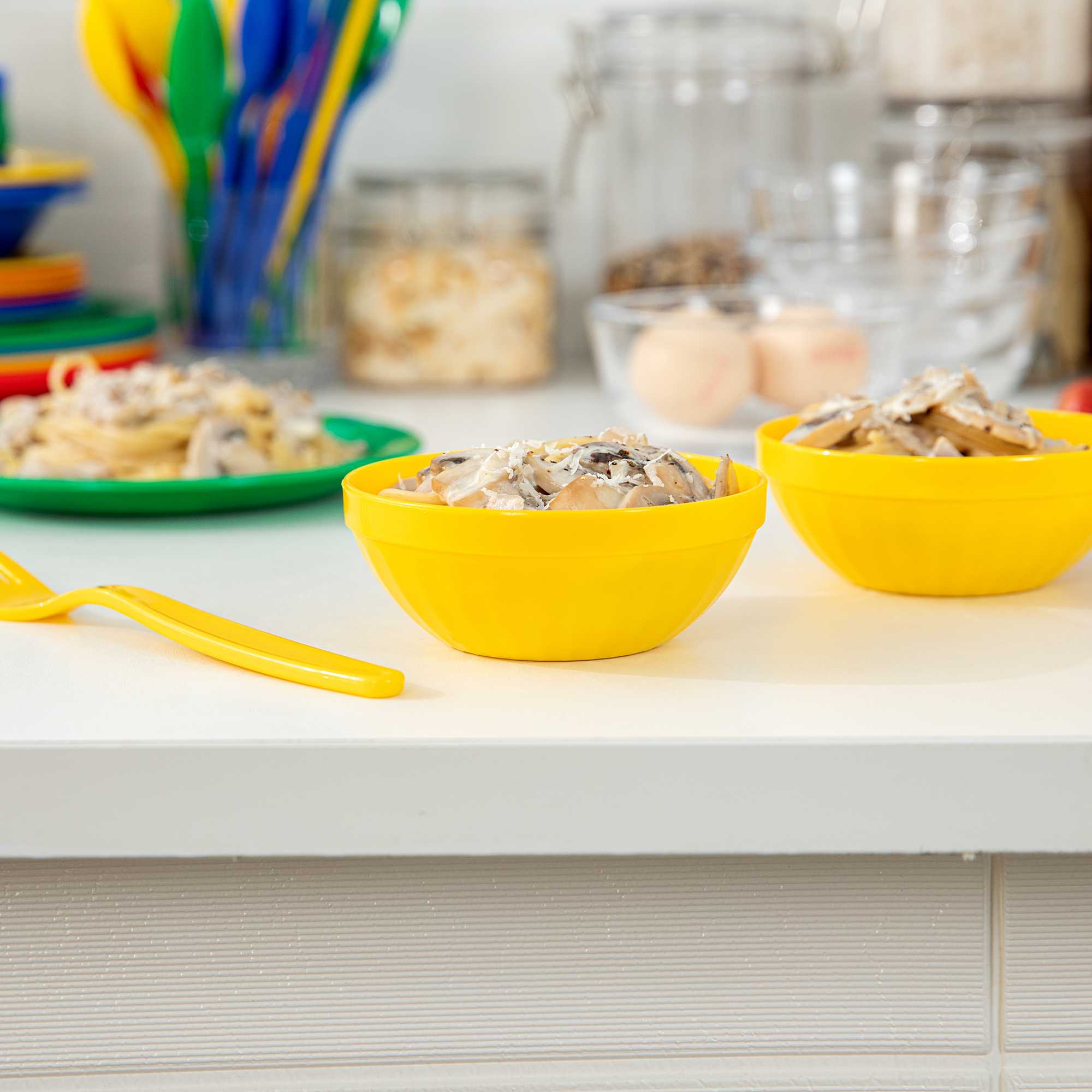 RW Kids 7 oz Round Yellow Plastic Bowl - 4" x 4" x 7" - 10 count box