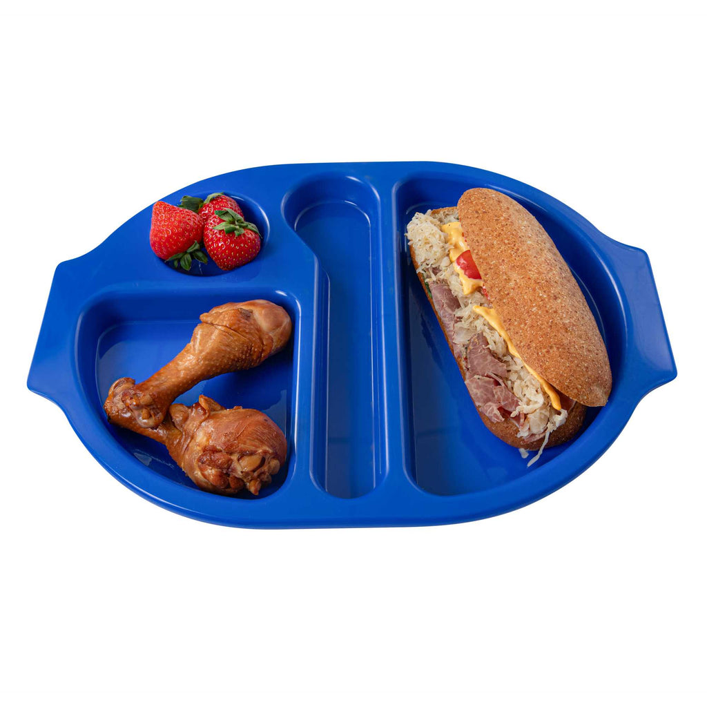 RW Kids Blue Plastic Lunch Tray - 4 Compartments - 14 3/4" x 11" x 1" - 10 count box