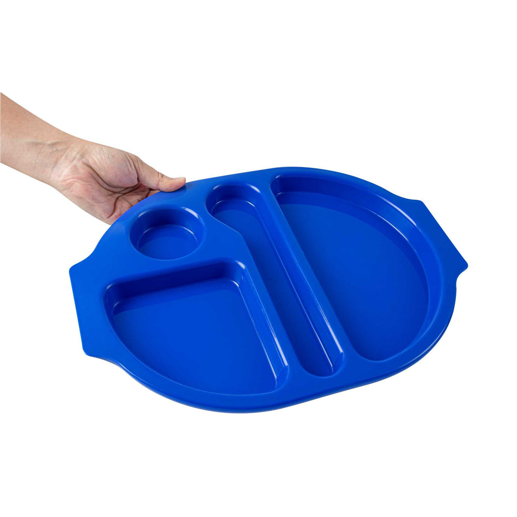 RW Kids Blue Plastic Lunch Tray - 4 Compartments - 14 3/4" x 11" x 1" - 10 count box