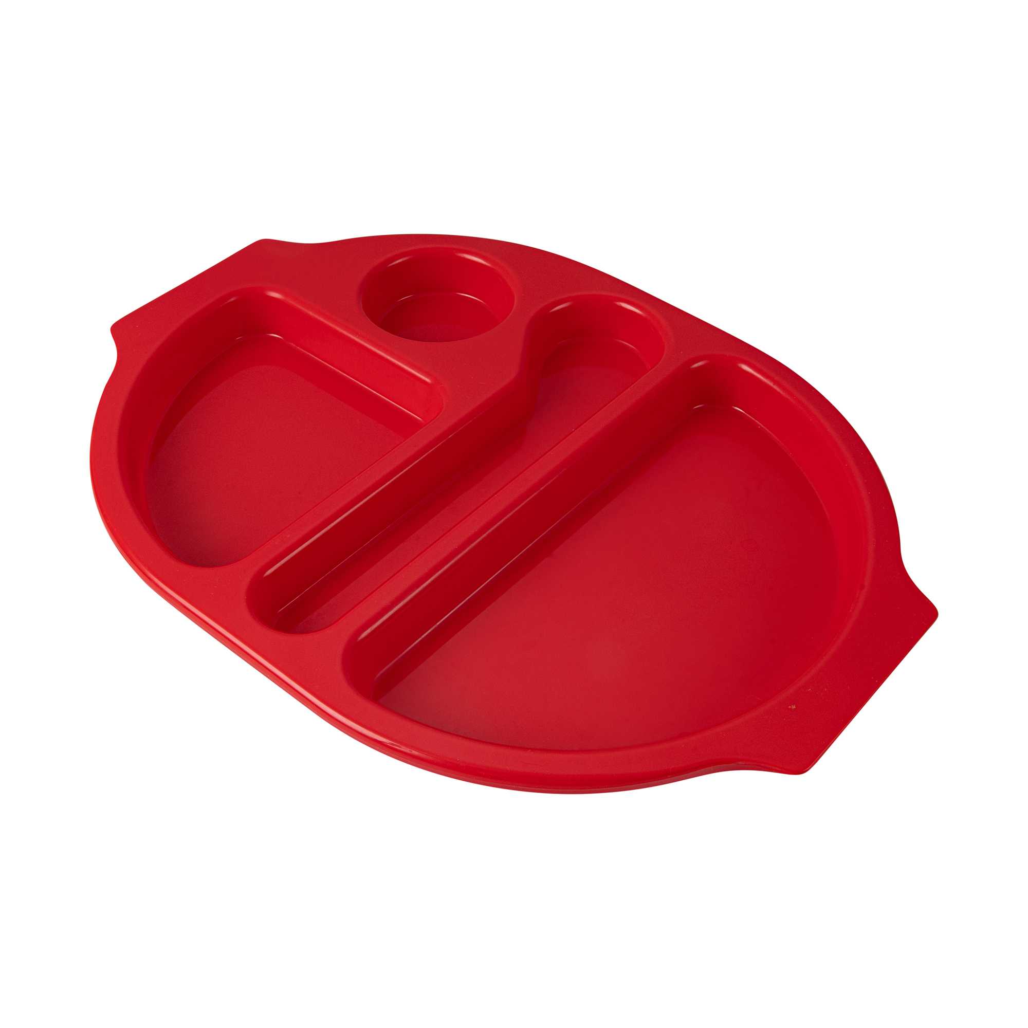 RW Kids Red Plastic Lunch Tray - 4 Compartments - 14 3/4" x 11" x 1" - 10 count box