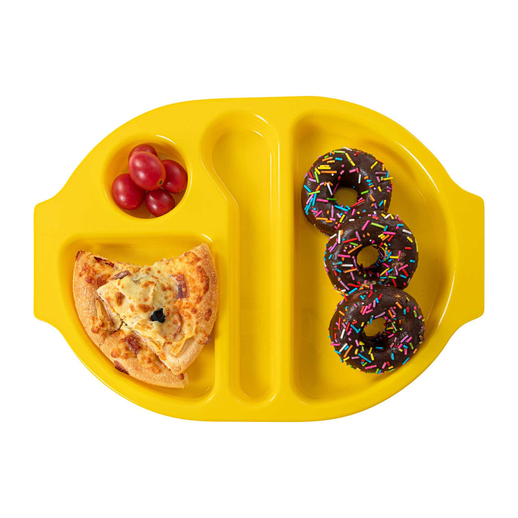RW Kids Yellow Plastic Lunch Tray - 4 Compartments - 14 3/4" x 11" x 1" - 10 count box