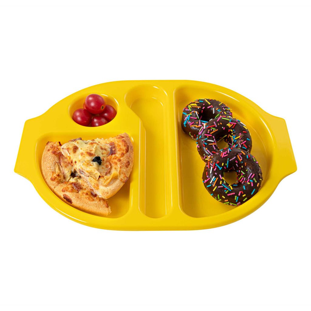 RW Kids Yellow Plastic Lunch Tray - 4 Compartments - 14 3/4" x 11" x 1" - 10 count box