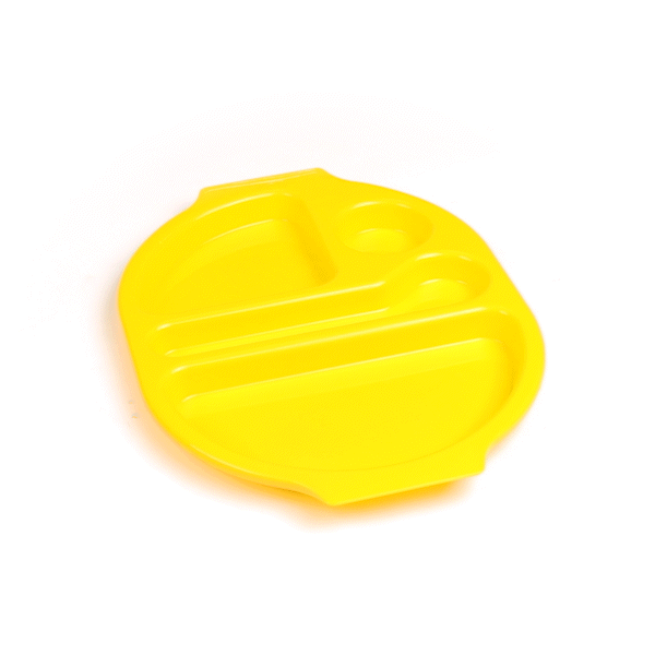 RW Kids Yellow Plastic Lunch Tray - 4 Compartments - 14 3/4" x 11" x 1" - 10 count box