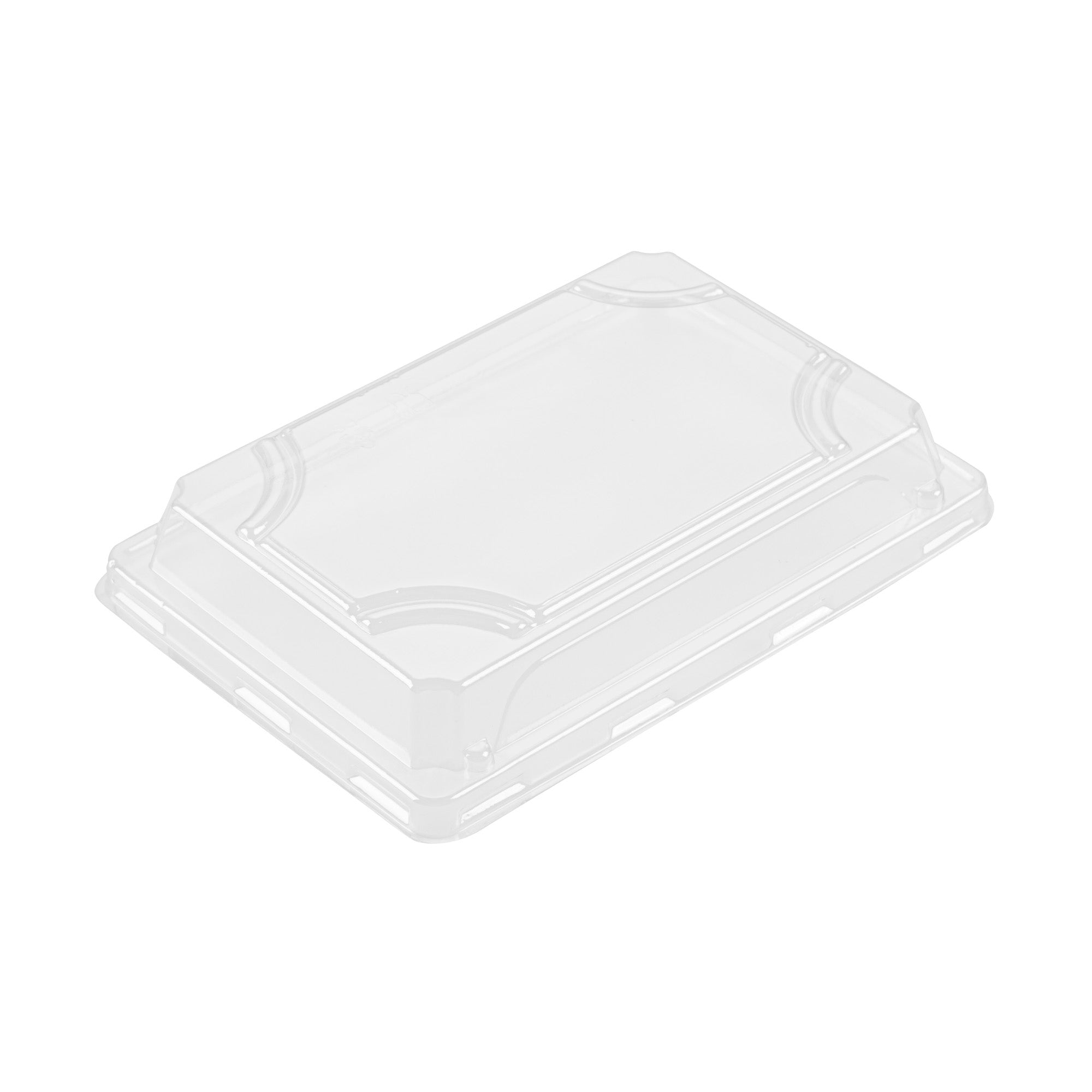 Roku Rectangle Black Plastic Take Out Sushi Tray - with Clear Lid - 6 1/2" x 4 1/4" x 1 1/2" - 100 count box