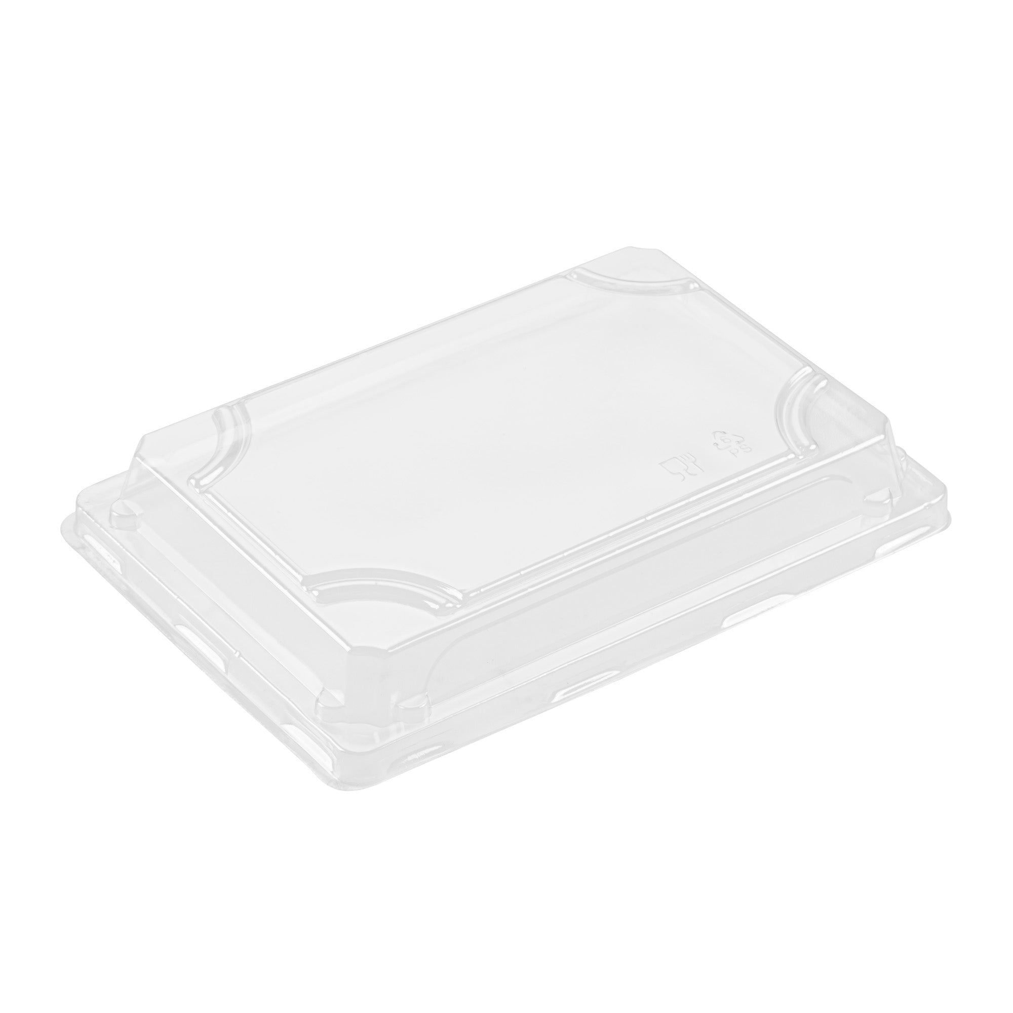 Roku Rectangle Gold Plastic Take Out Sushi Tray - with Clear Lid - 7" x 5" x 1 1/2" - 100 count box